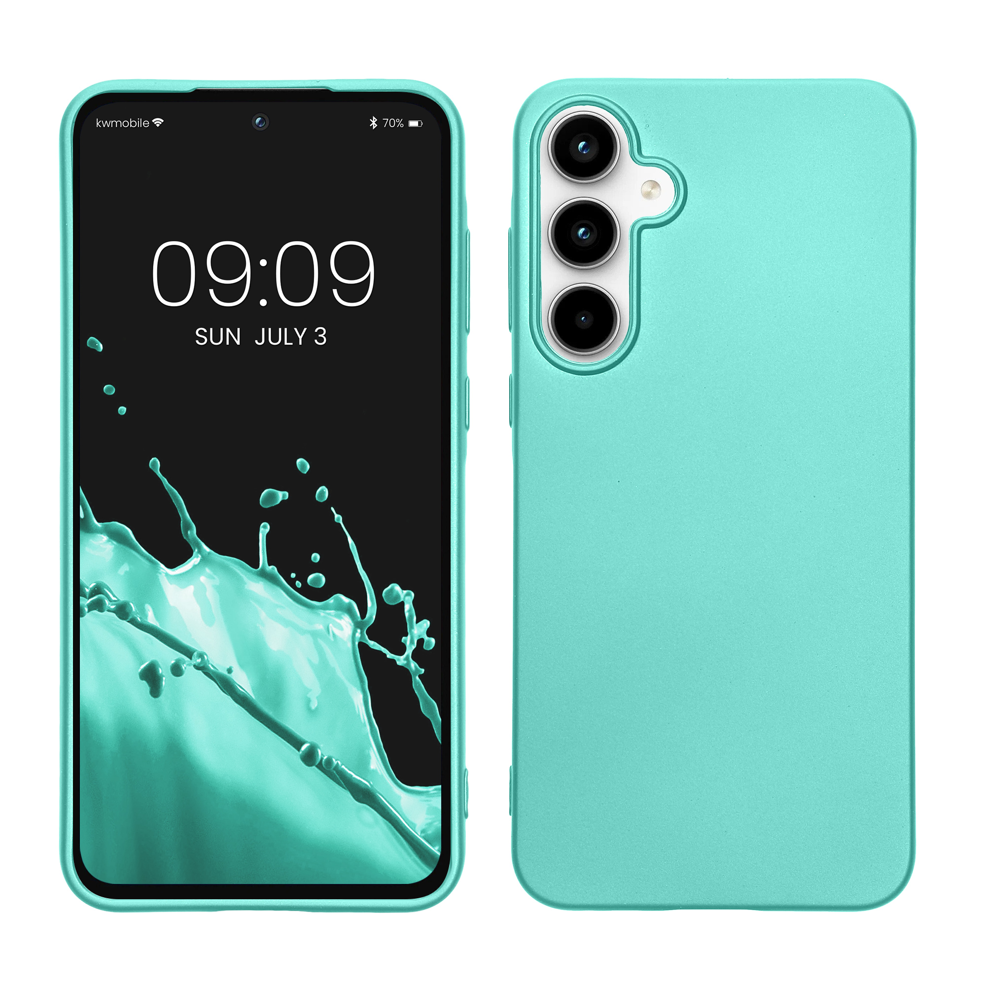 Kryt na mobil Samsung Galaxy A55 5G kwmobile TPU metalický Metalická tyrkysová
