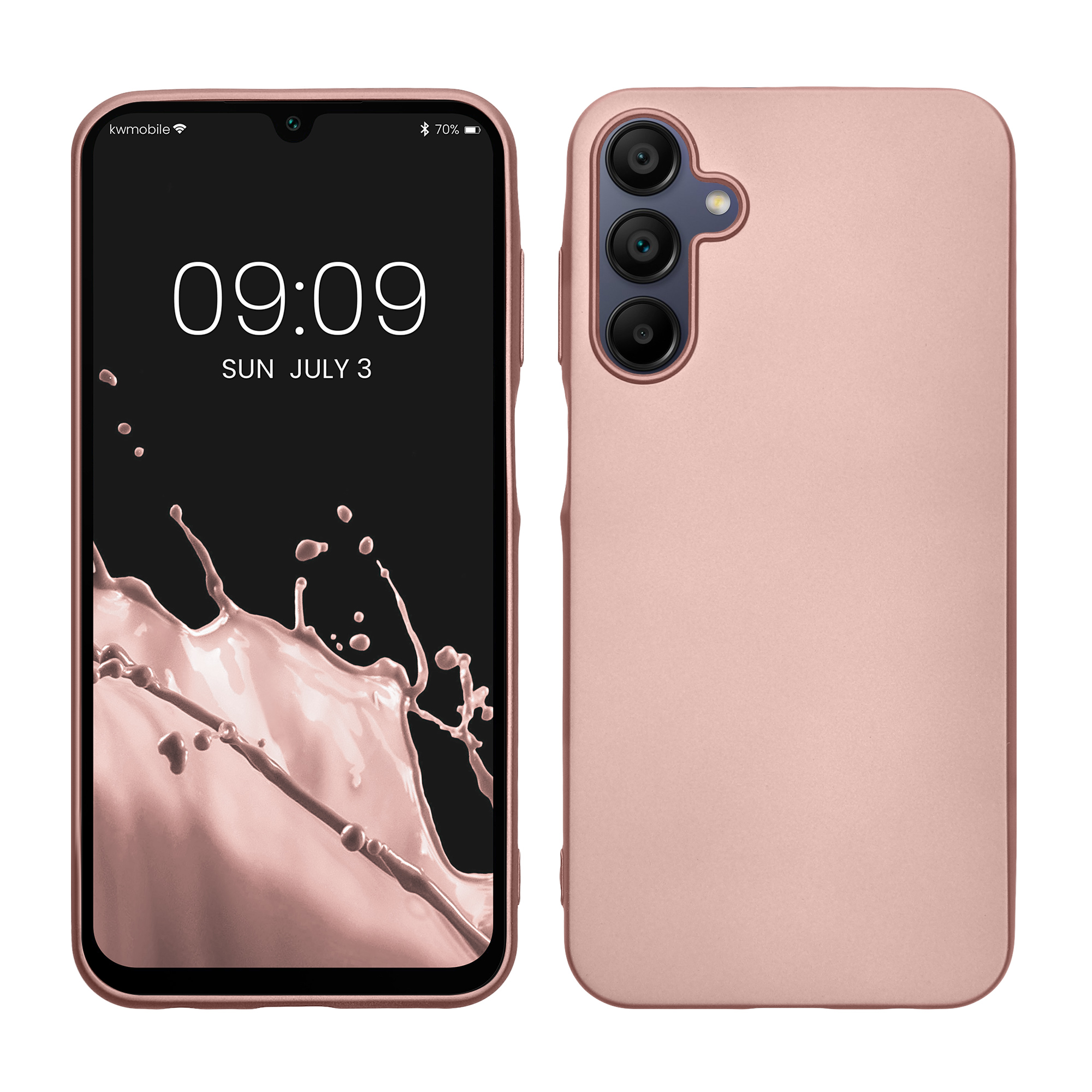 Kryt na mobil Samsung Galaxy A15 5G kwmobile TPU metalický Metalická růžová zlatá