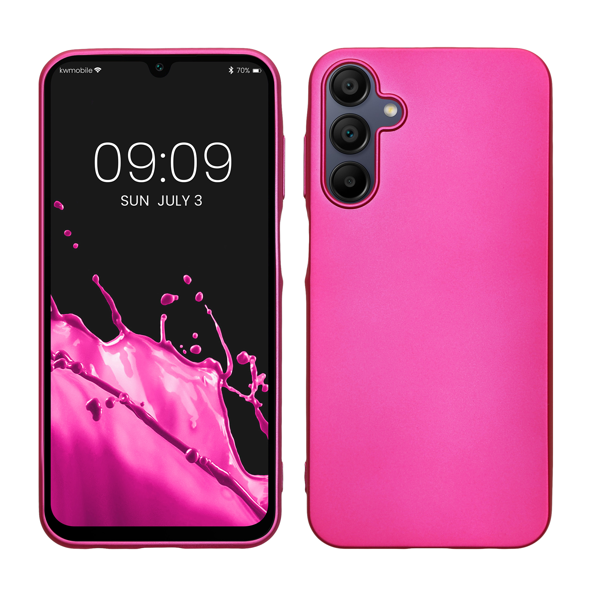 Kryt na mobil Samsung Galaxy A15 5G kwmobile TPU metalický Metalická růžová
