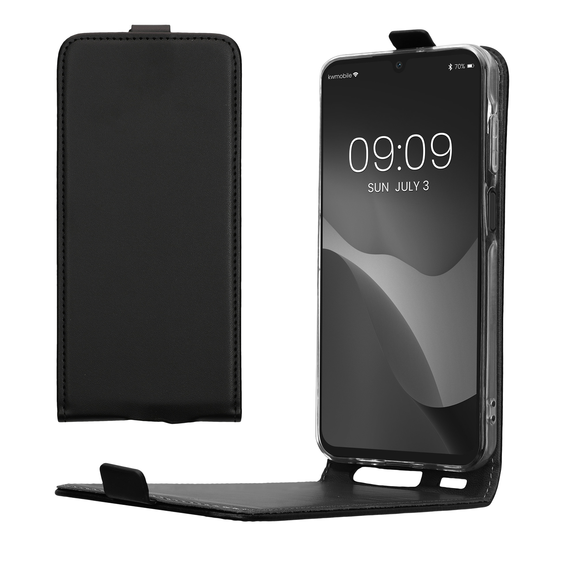 Flip pouzdro Samsung Galaxy A15 5G kwmobile PU kůže vertikální s magnetem Černá