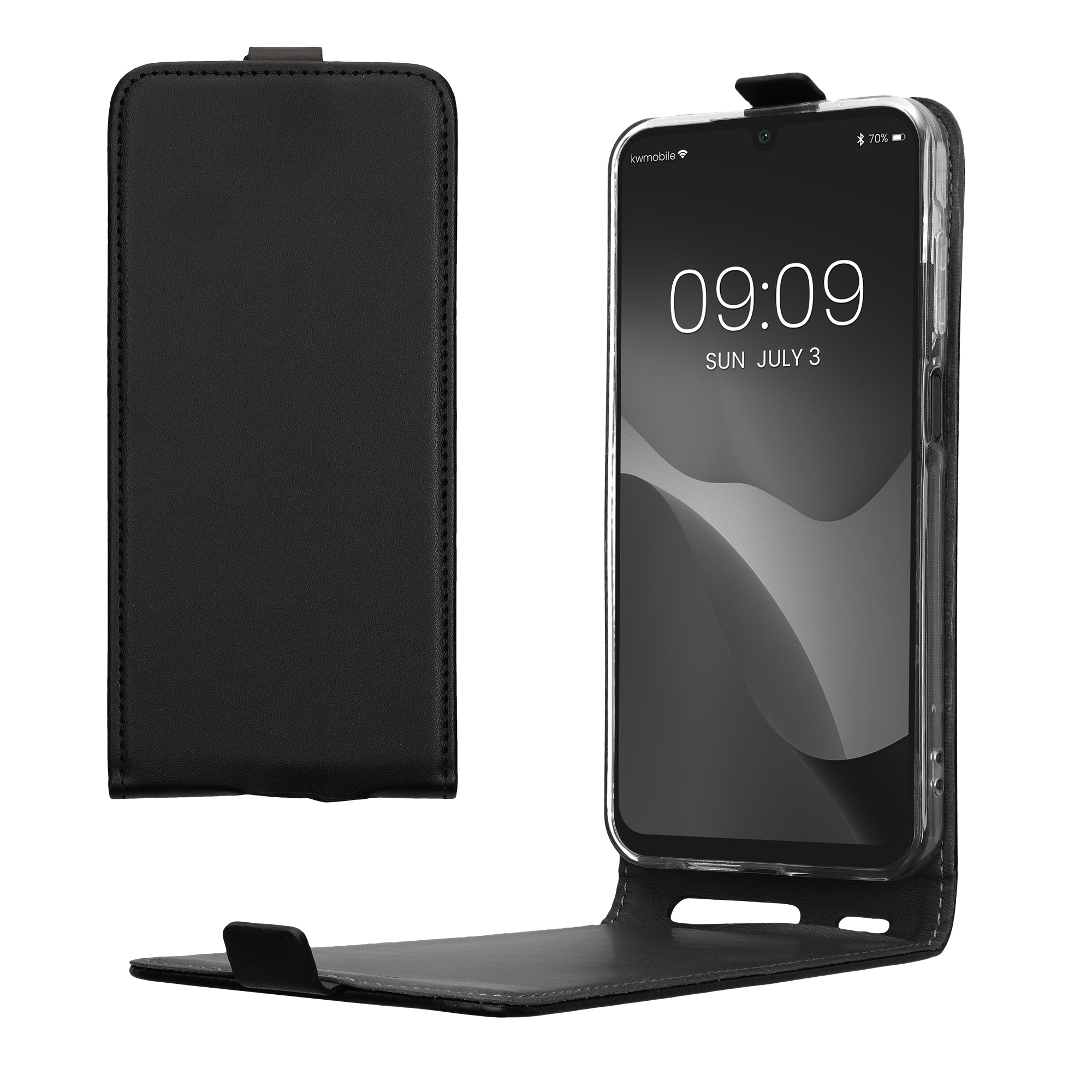 Flip pouzdro Samsung Galaxy A25 kwmobile PU kůže vertikální s magnetem Černá