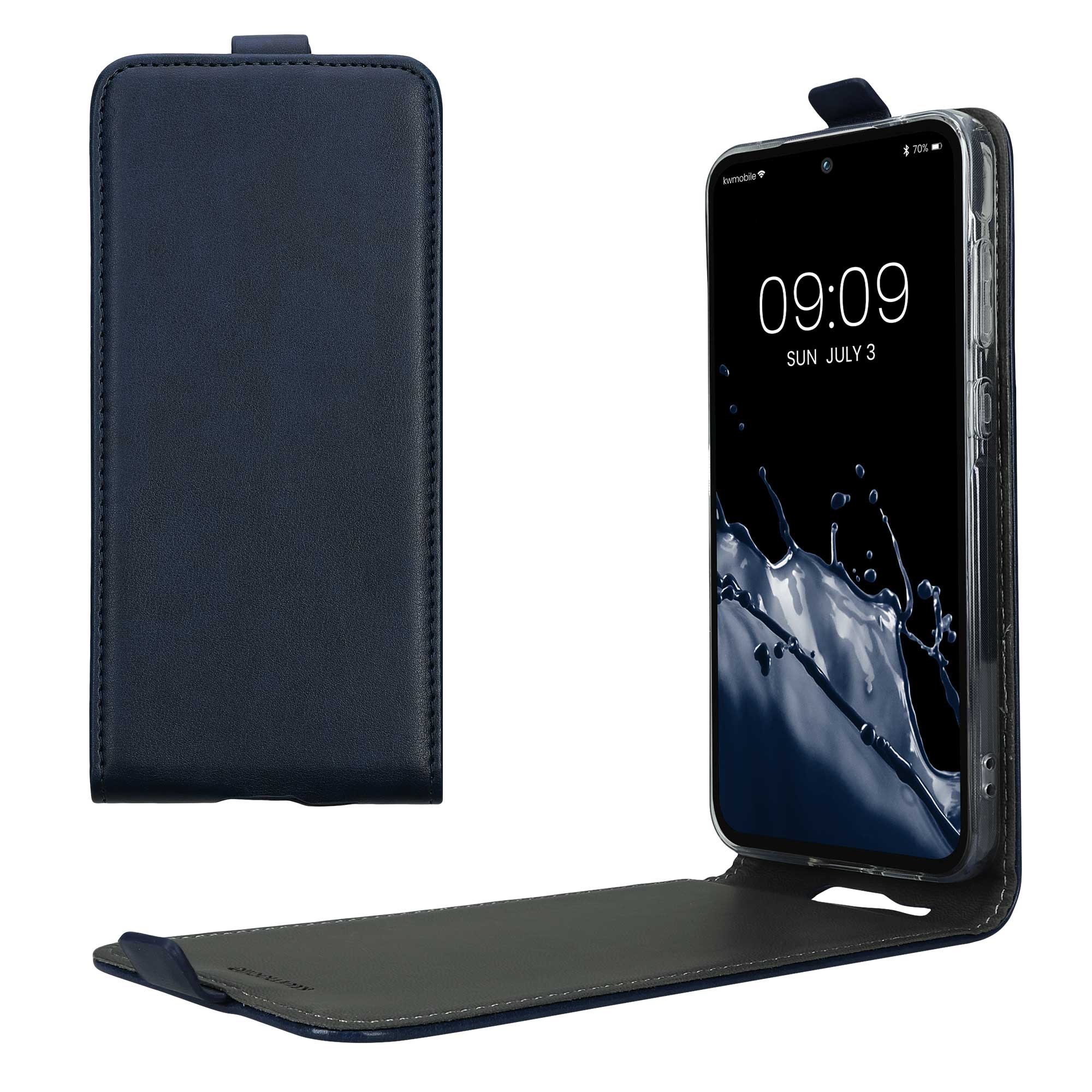Flip pouzdro Samsung Galaxy A55 5G kwmobile PU kůže vertikální s magnetem Tmavě modrá