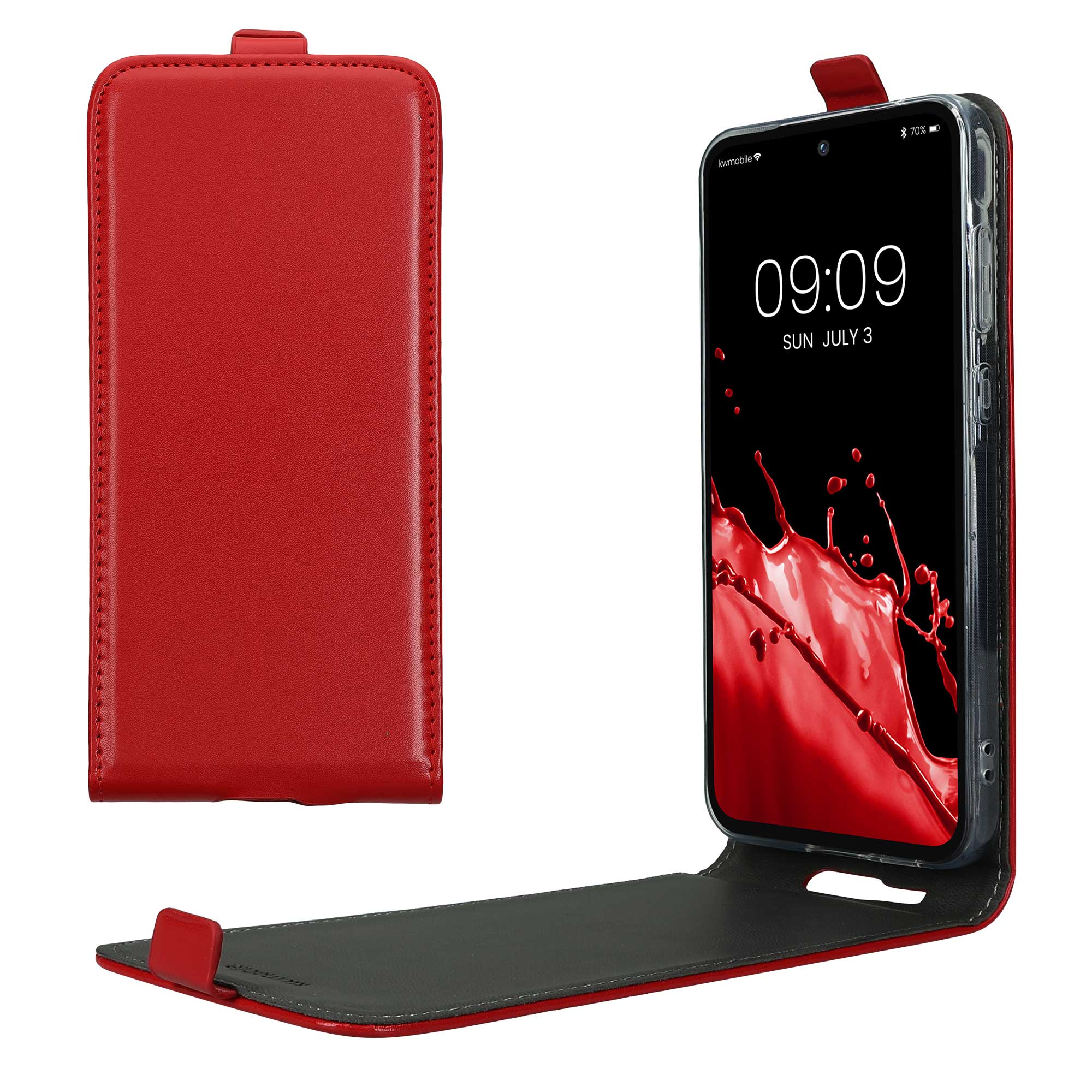 Flip pouzdro Samsung Galaxy A55 5G kwmobile PU kůže vertikální s magnetem Tmavě červená