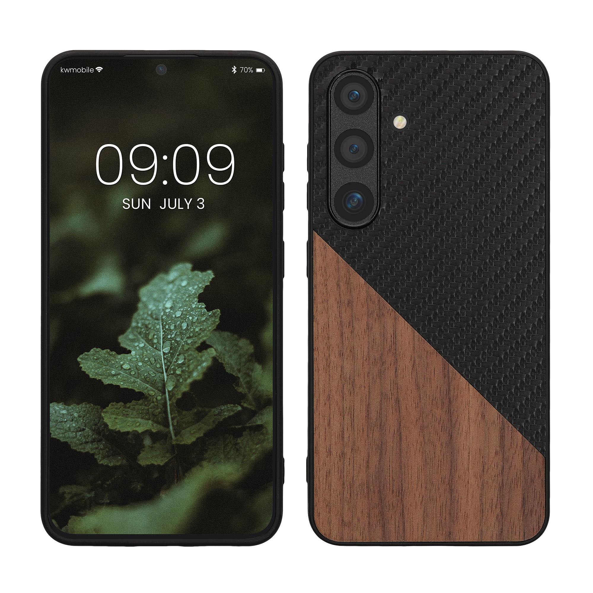 Dřevěný kryt na mobil Galaxy S24 kwmobile tmavě hnědý