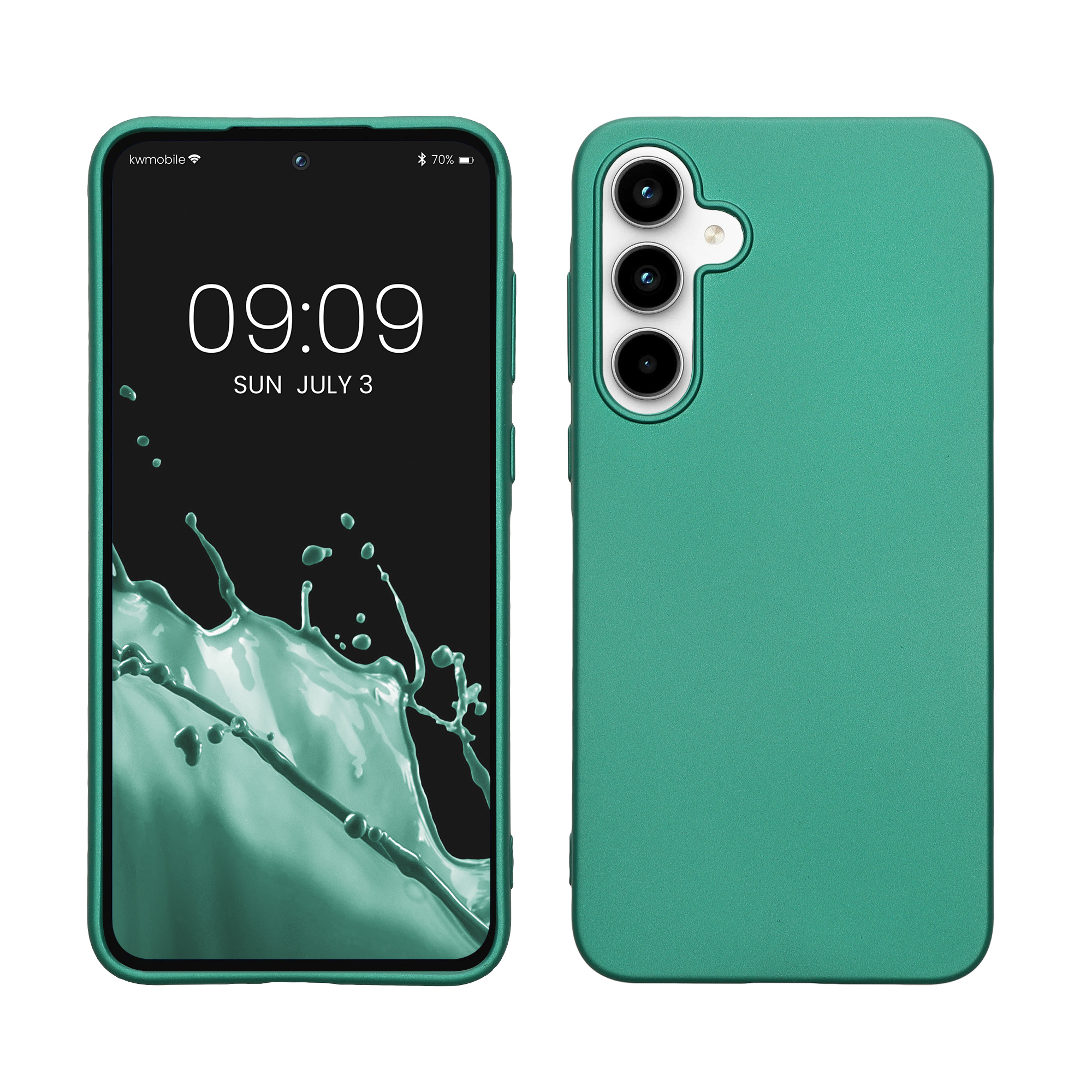 Metalický kryt na mobil Samsung Galaxy A35 kwmobile metalicky tmavě zelený