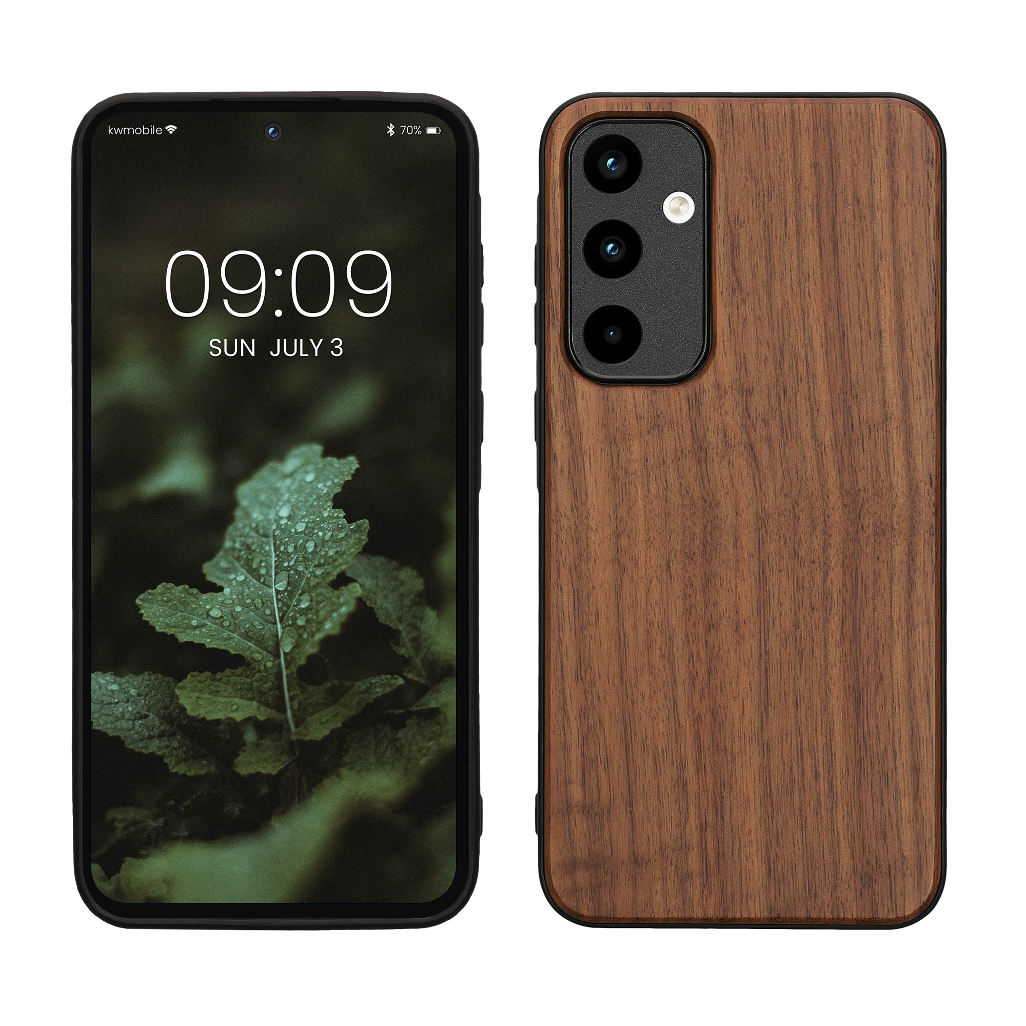 Dřevěný kryt na mobil Samsung Galaxy A35 kwmobile tmavě hnědý