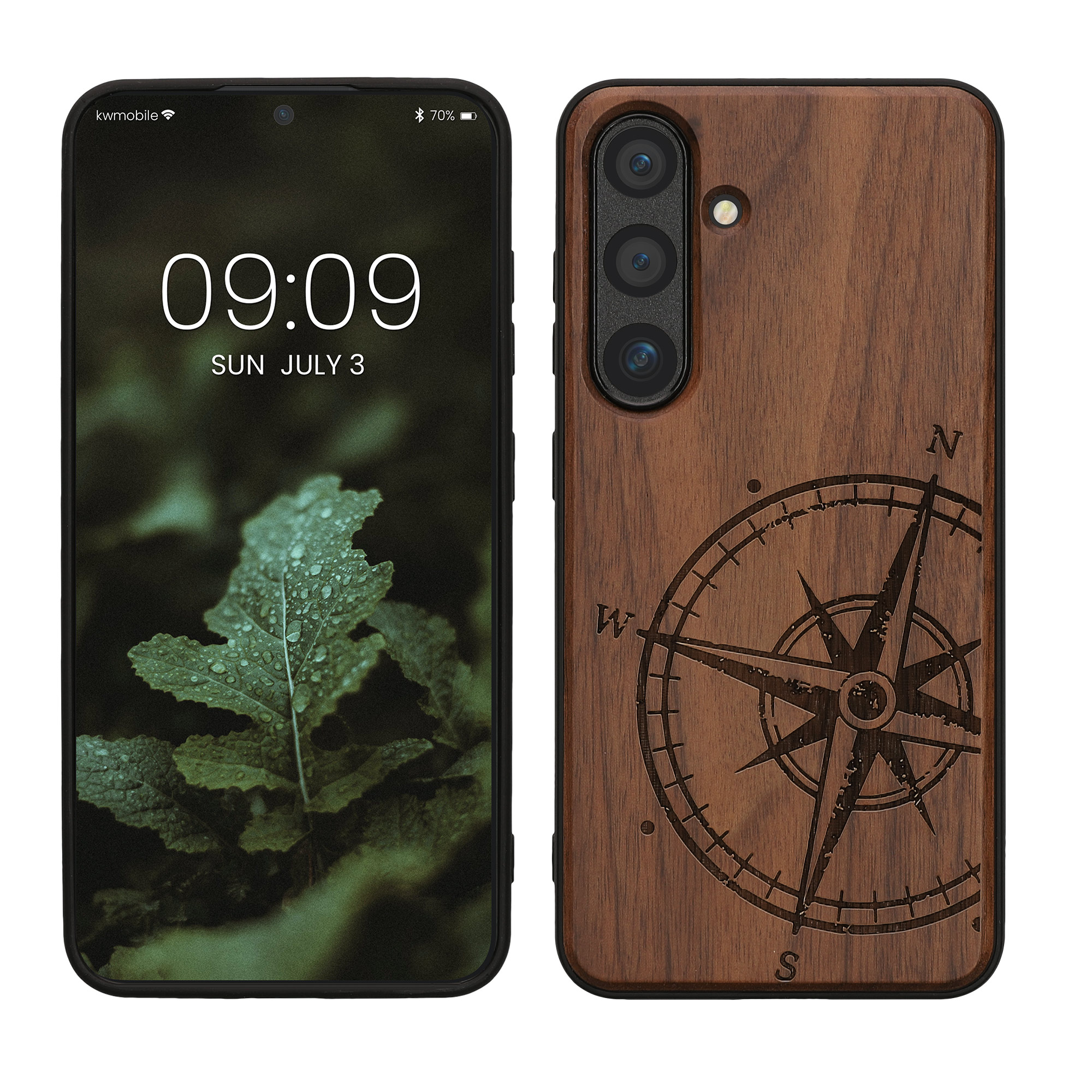 Dřevěný kryt na mobil Galaxy S24 kwmobile tmavě hnědý