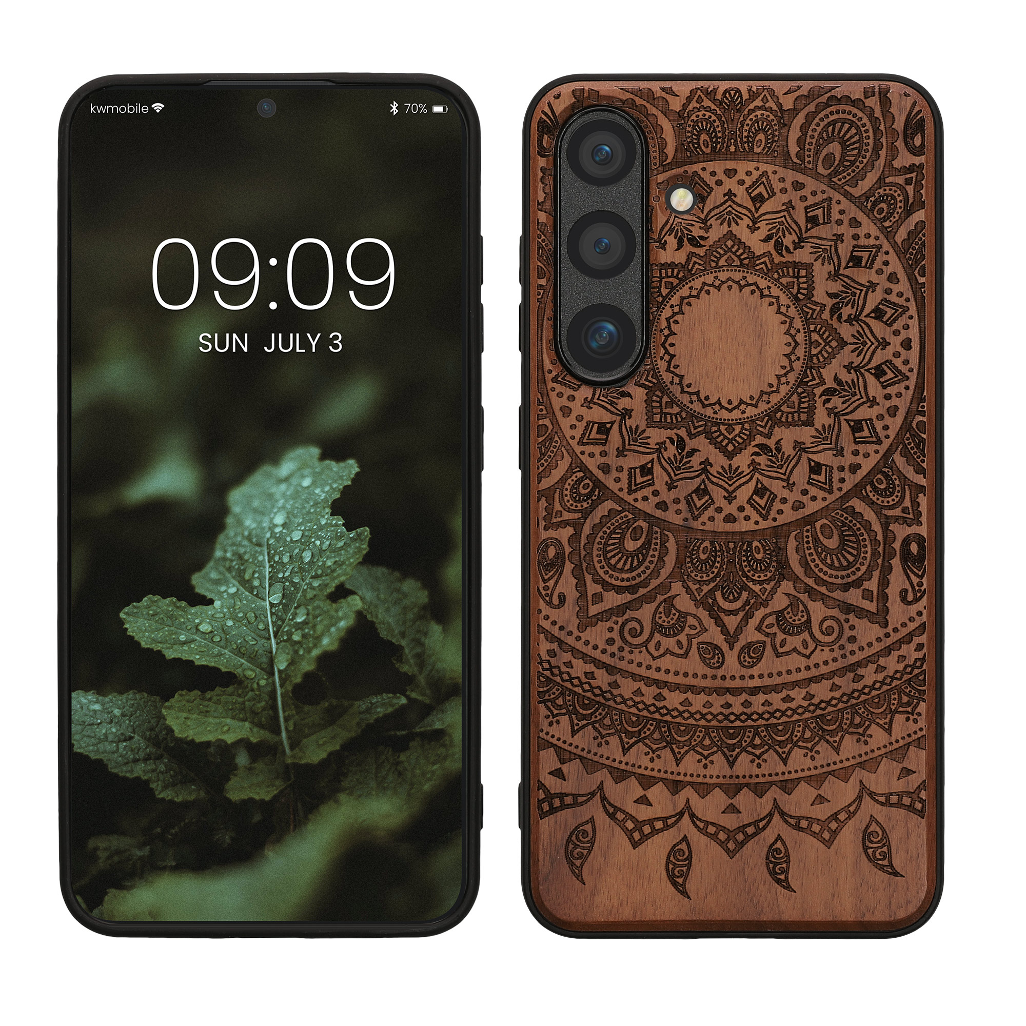 Dřevěný kryt na mobil Galaxy S24 kwmobile tmavě hnědý
