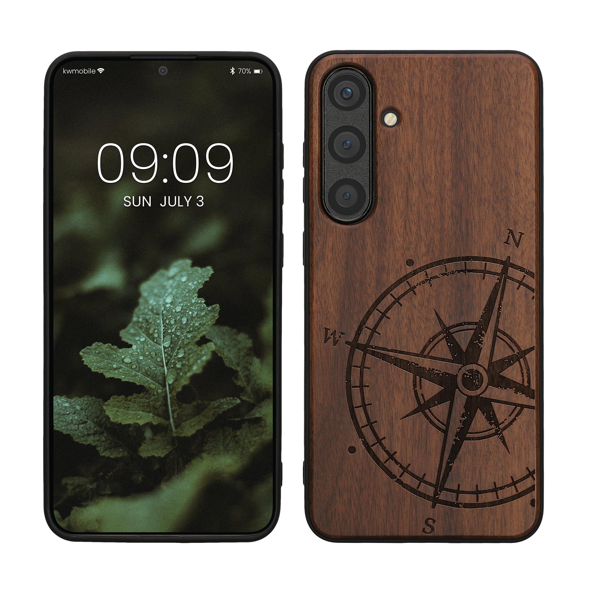 Dřevěný kryt Samsung Galaxy S24 Plus kwmobile tmavě hnědá