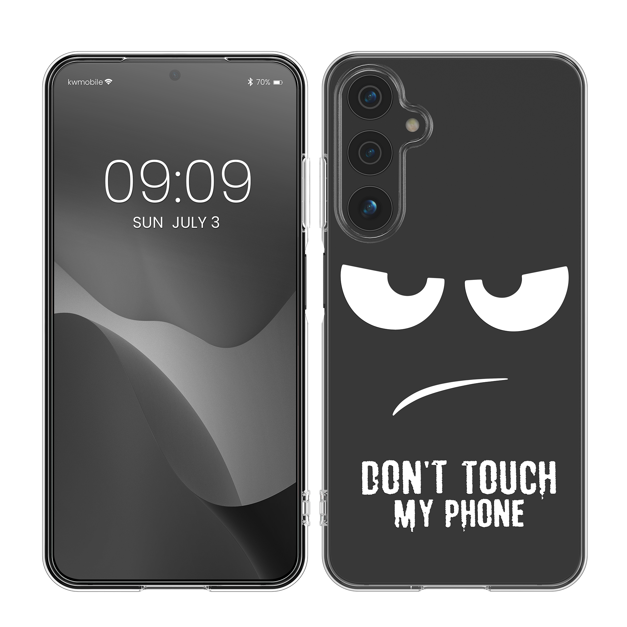 Kryt na mobil Samsung Galaxy A15 5G kwmobile motiv Don't Touch My Phone Černá / transparentní