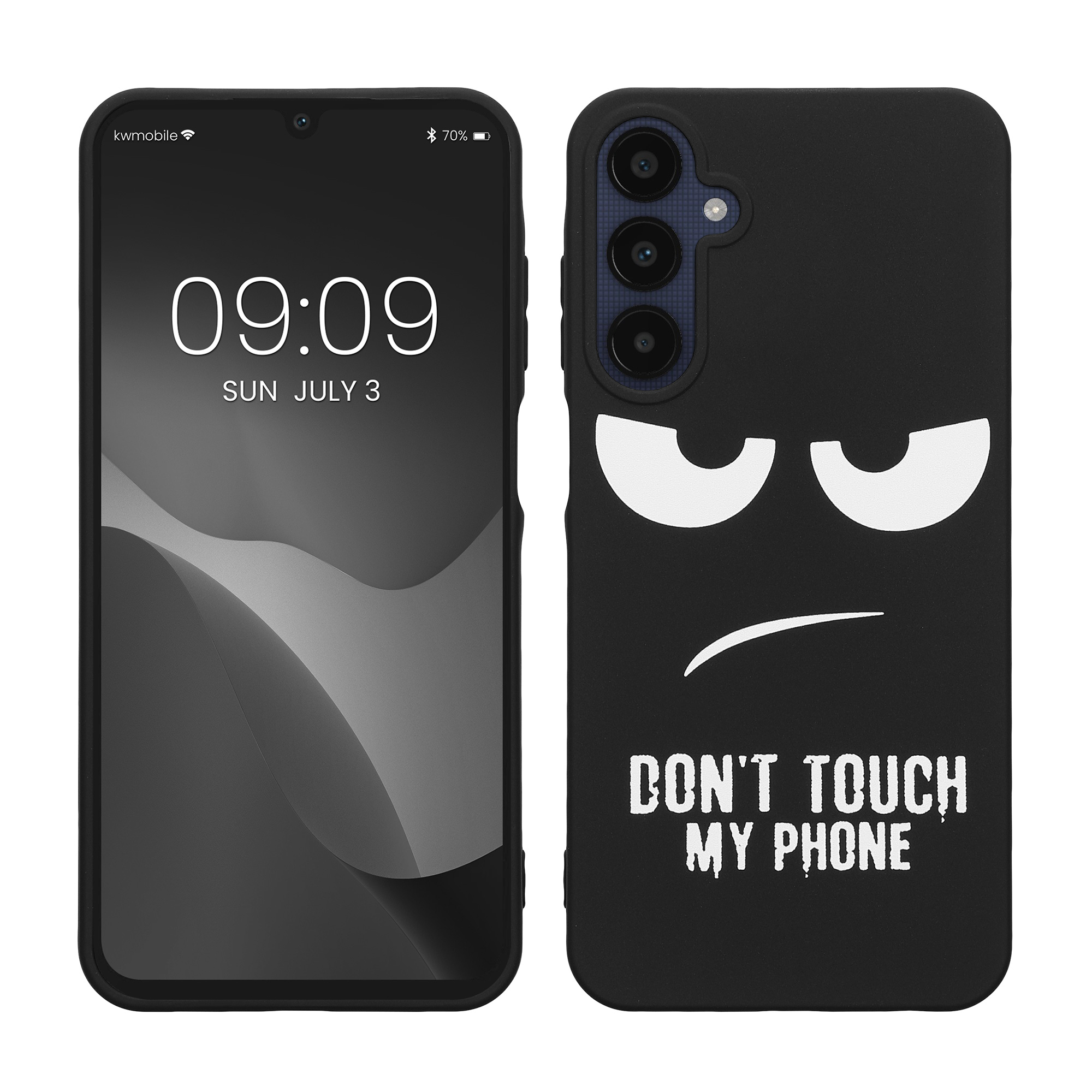 Kryt na mobil Samsung Galaxy A25 kwmobile motiv Don't Touch My Phone - White / Black