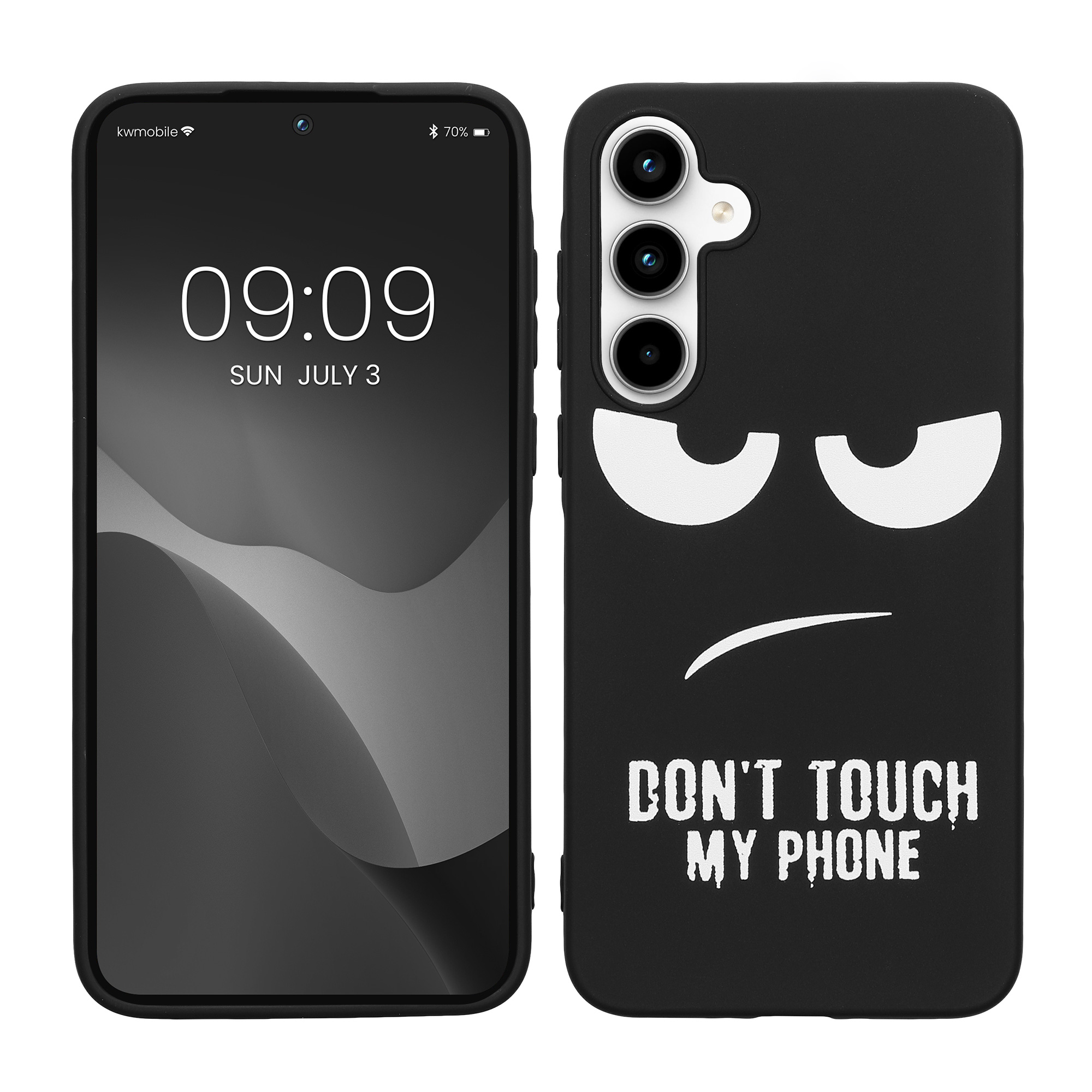 Kryt na mobil Samsung Galaxy A35 - kwmobile Motiv Don't Touch My Phone bílo-černý