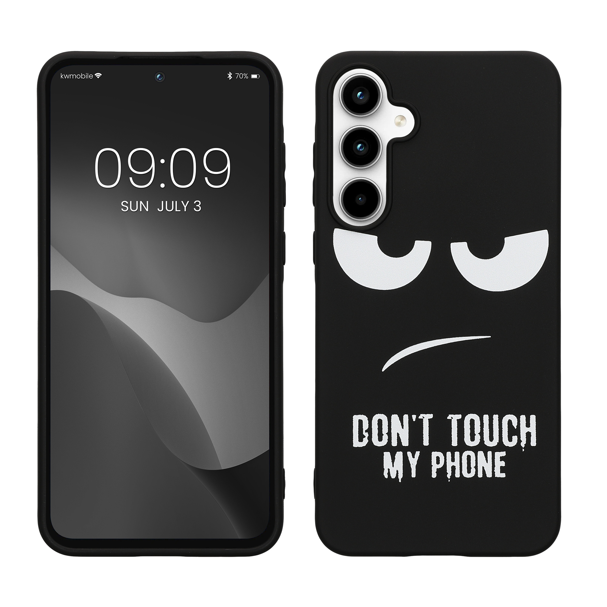 Kryt na mobil Samsung Galaxy A55 5G kwmobile motiv Don't Touch My Phone Don't Touch My Phone - bílá / černá