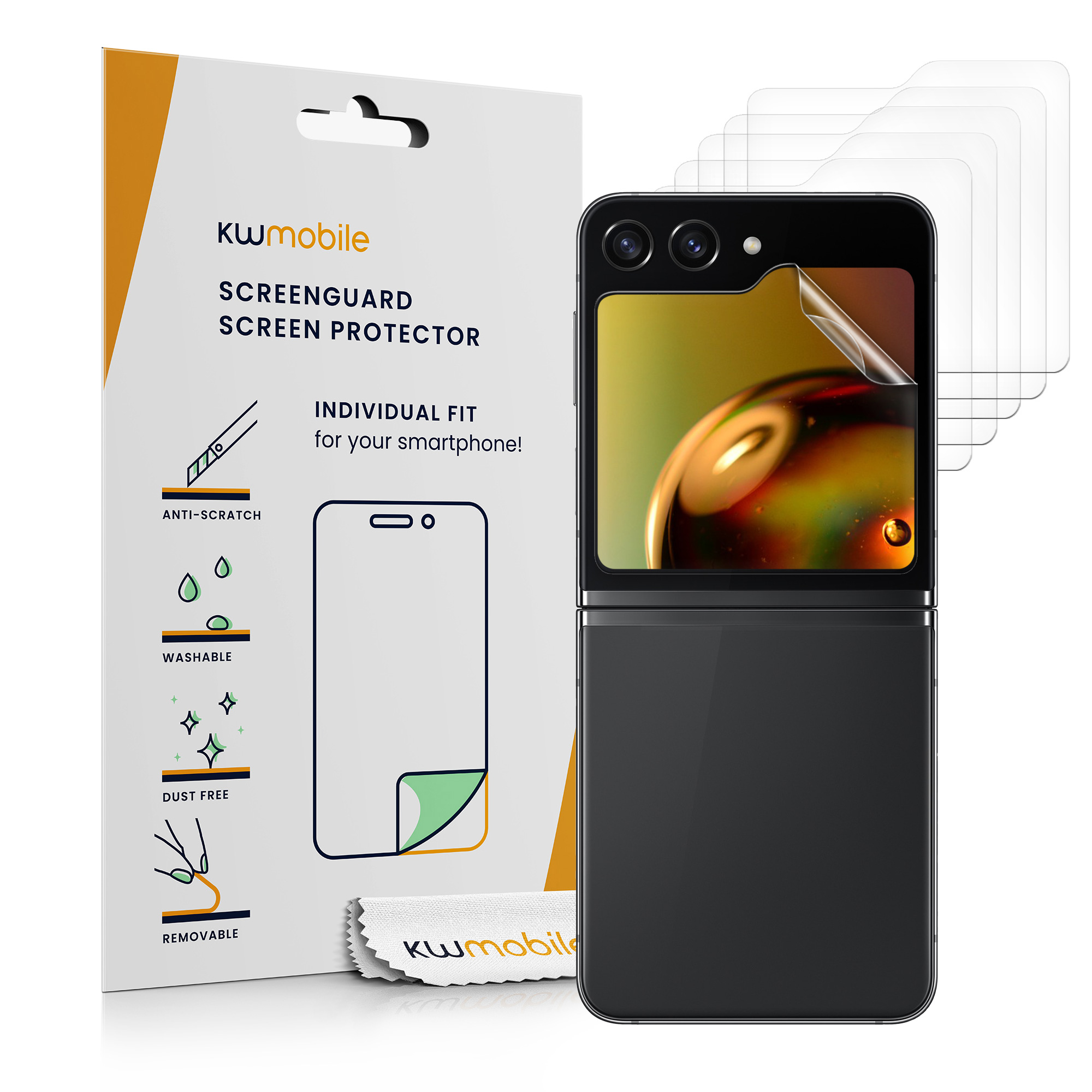 6x Ochranná fólie na mobil kwmobile pro Samsung Galaxy Z Flip5 - čirá