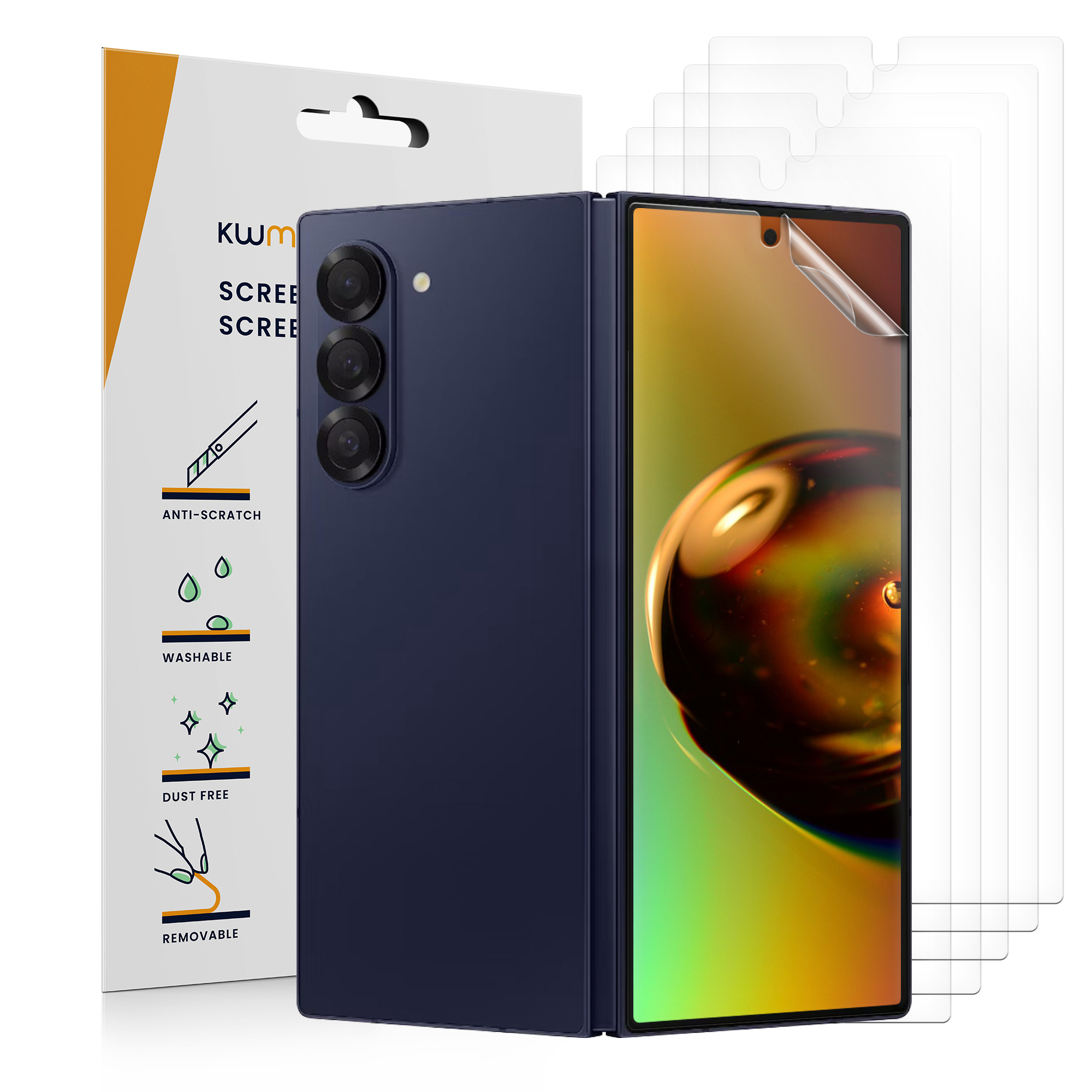 6x Ochranná fólie na mobil kwmobile pro Samsung Galaxy Z Fold6 - čirá