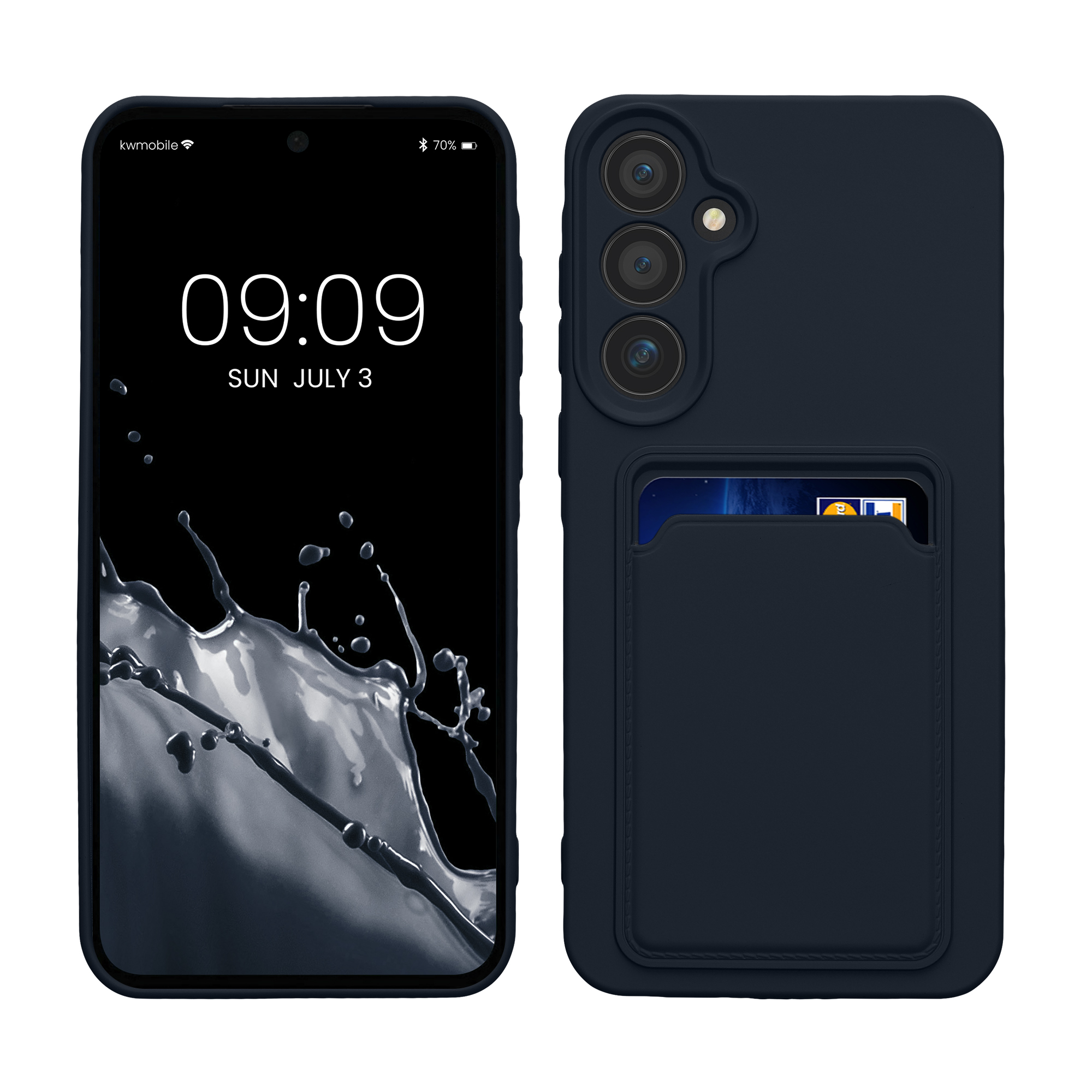 Kryt na mobil Samsung Galaxy A55 5G kwmobile TPU s přihrádkou na kartu Tmavě modrá