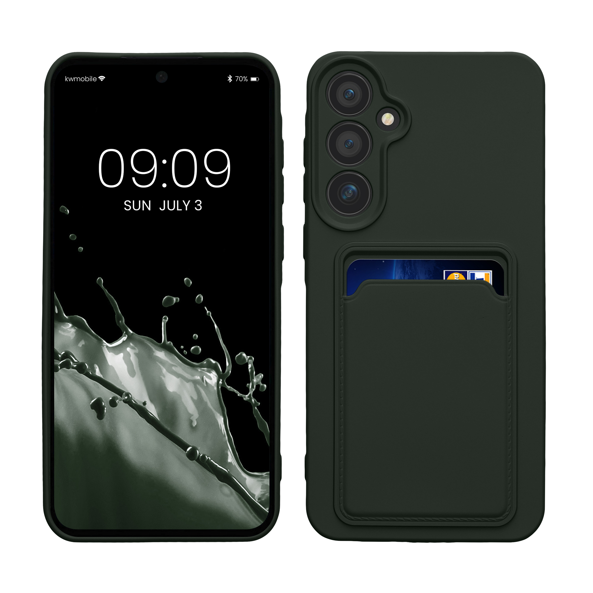 Kryt na mobil Samsung Galaxy A55 5G kwmobile TPU s přihrádkou na kartu Tmavě zelená