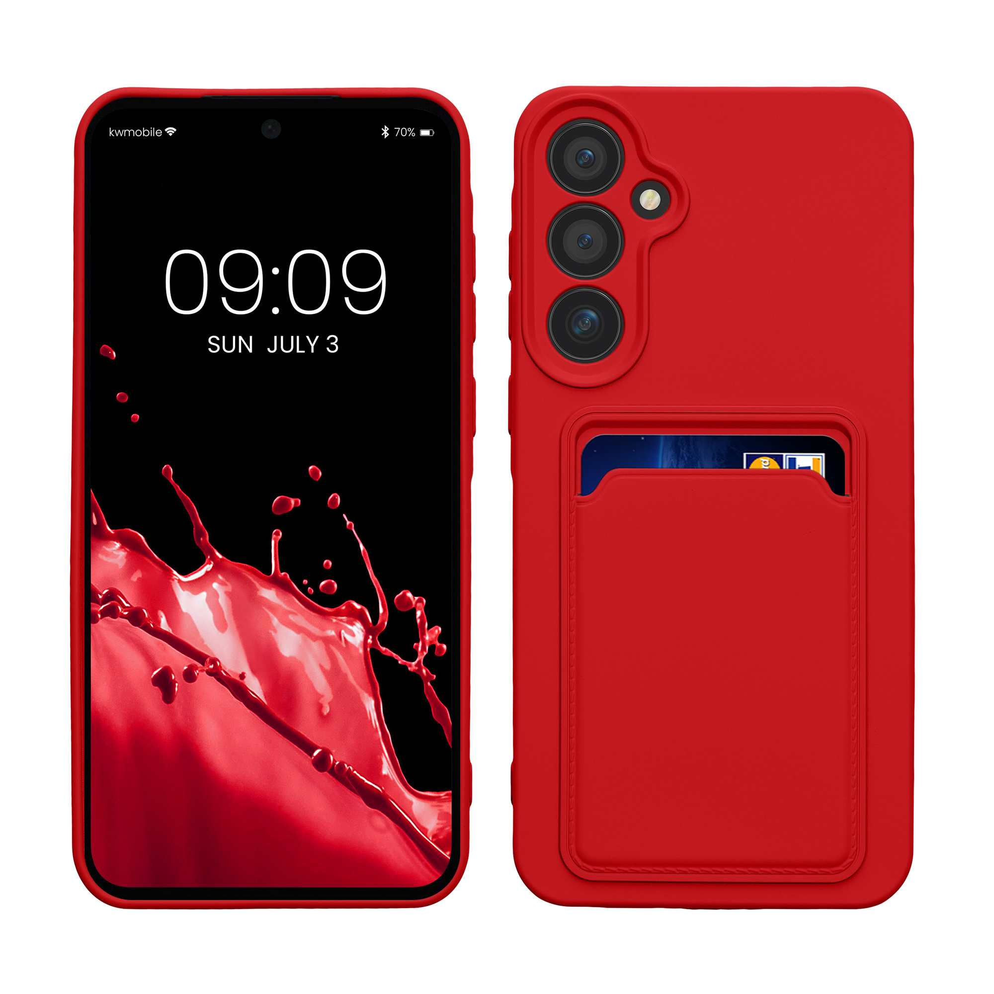 Pouzdro pro Samsung Galaxy A55 5G s přihrádkou na kartu kwmobile kapsa na kartu TPU - červená
