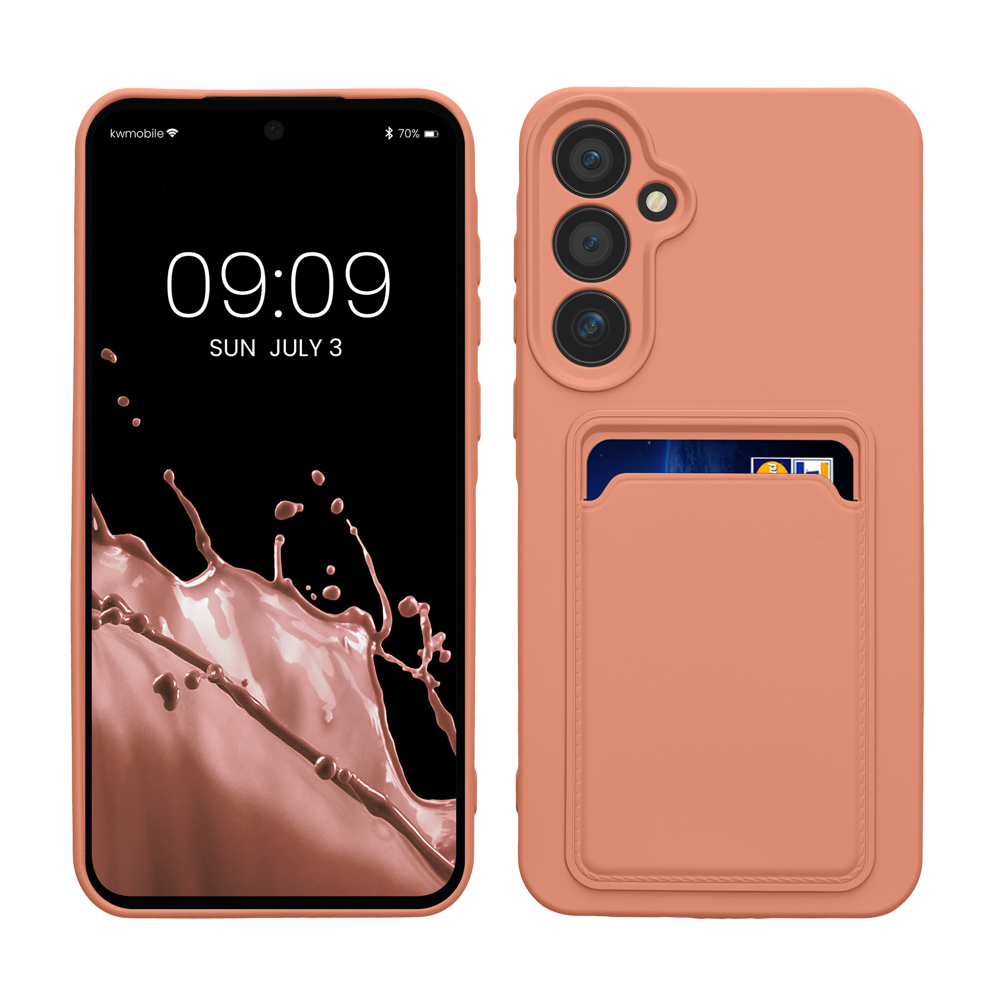 Kryt na mobil Samsung Galaxy A55 5G kwmobile TPU s přihrádkou na kartu Grepově růžová