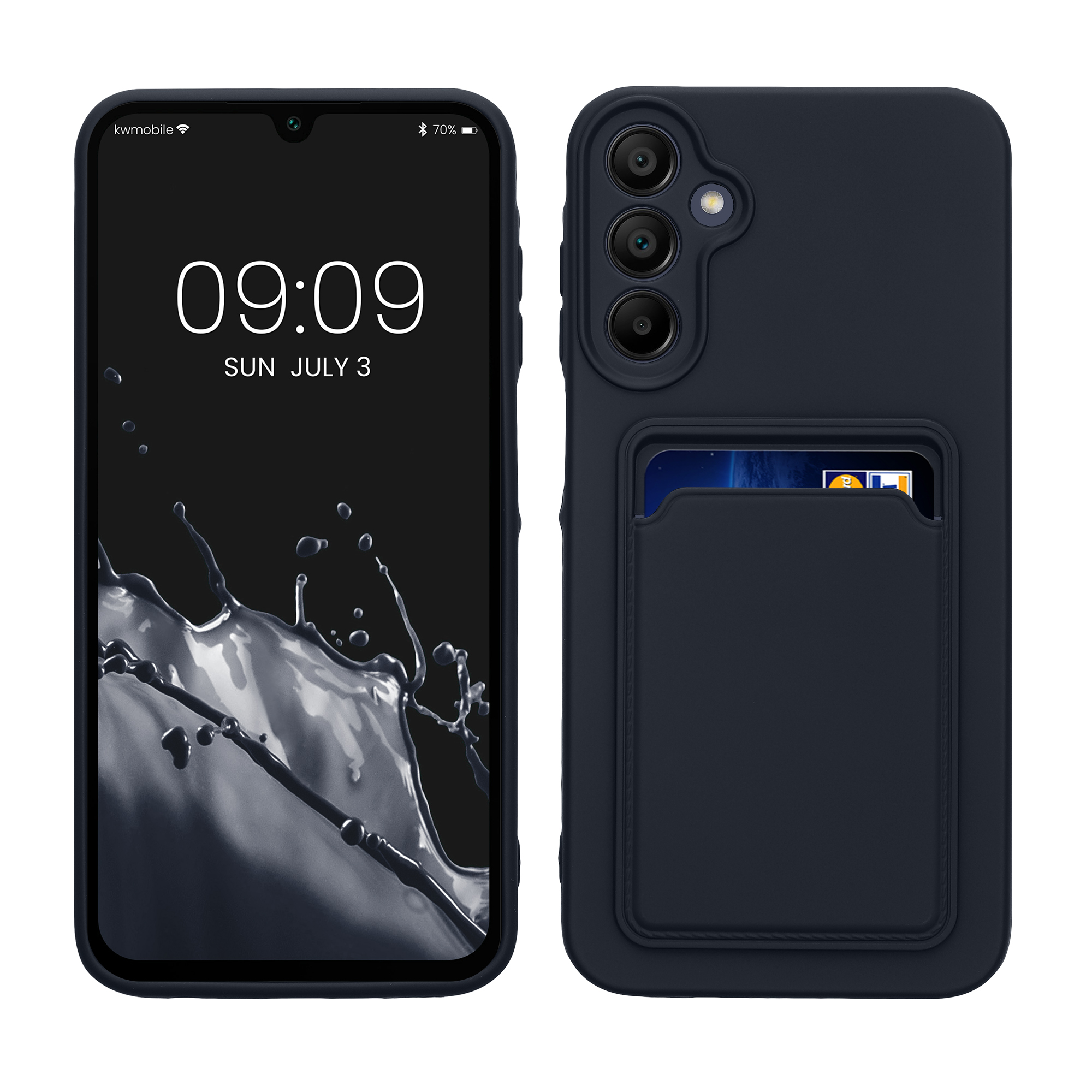 Kryt na mobil Samsung Galaxy A15 5G kwmobile TPU s přihrádkou na kartu Tmavě modrá