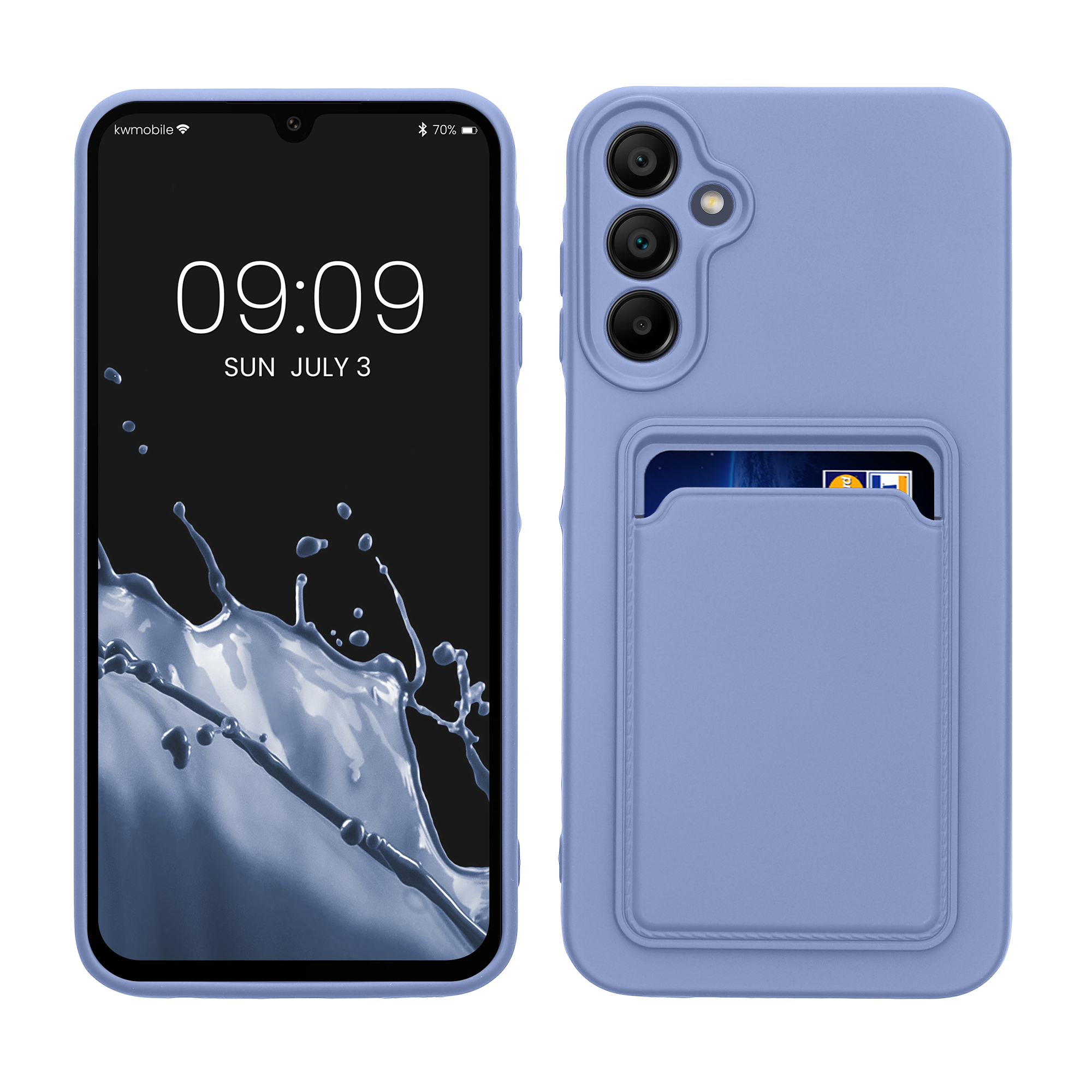 Kryt na mobil Samsung Galaxy A15 5G kwmobile TPU s přihrádkou na kartu Levandulová