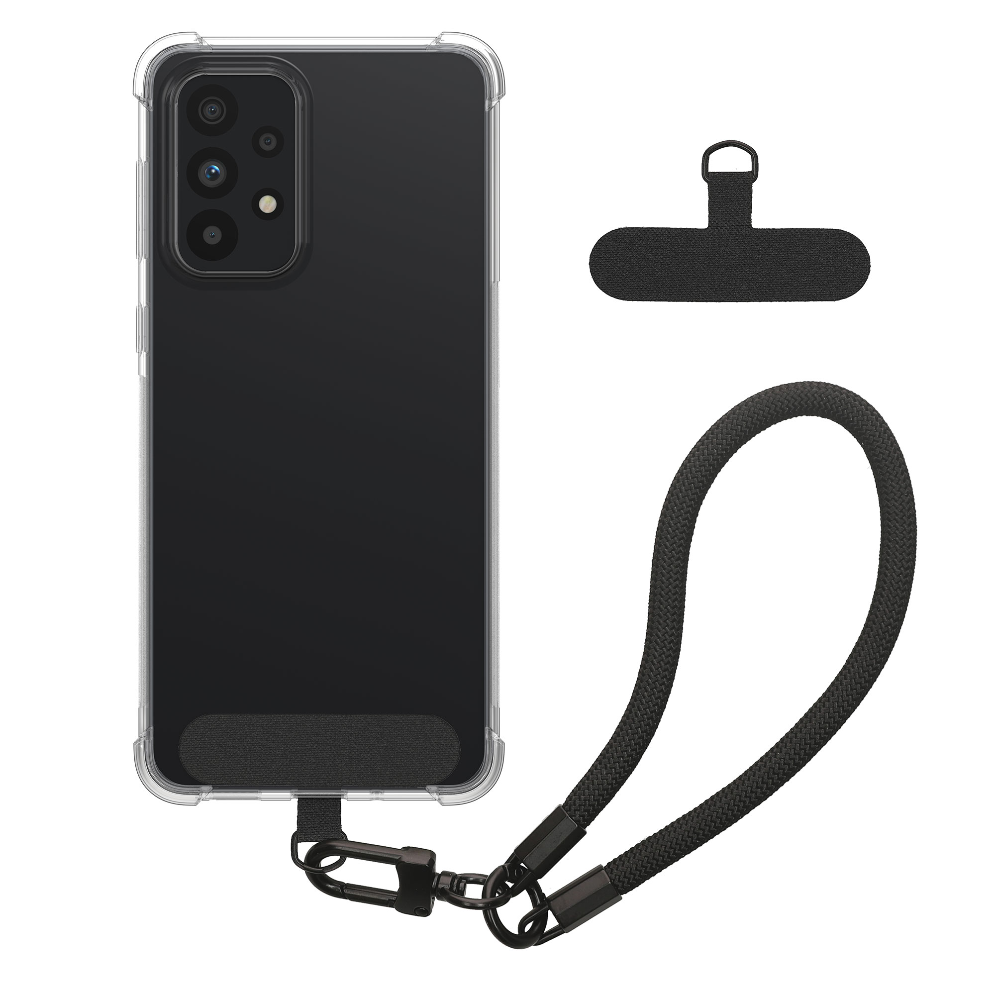 Průhledný kryt na mobil Samsung Galaxy A33 5G kwmobile TPU s poutkem na zápěstí Transparentní / černá