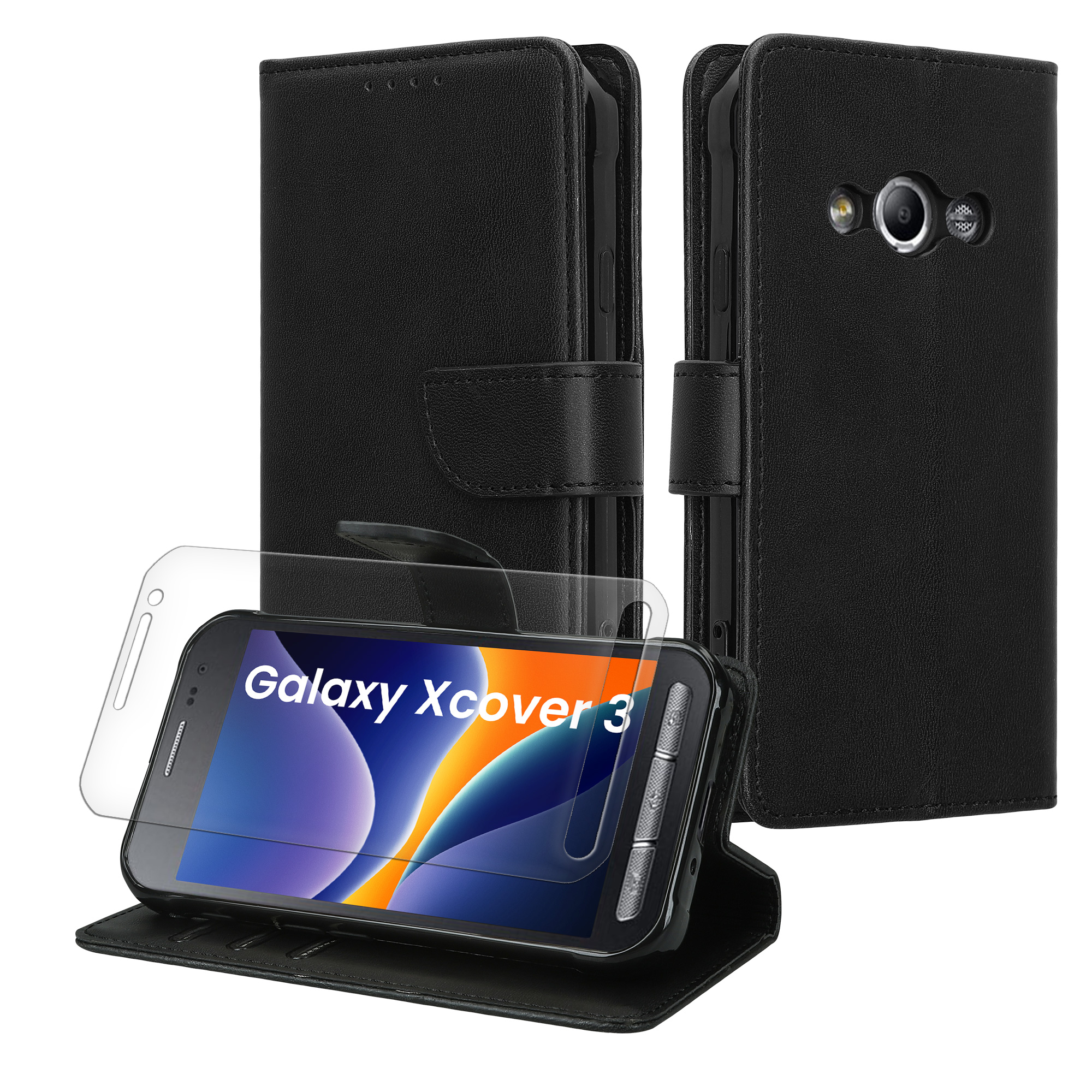Flip pouzdro na mobil Galaxy Xcover 3 kwmobile peněženkové černý