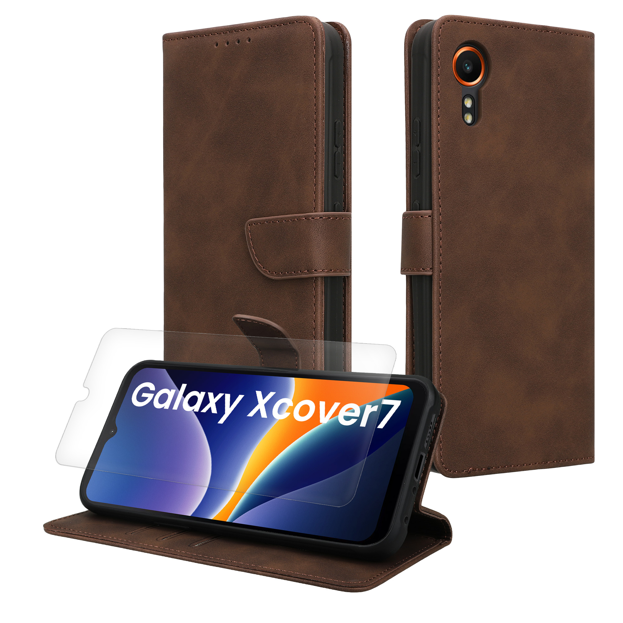 Pouzdro ze syntetické kůže pro Samsung Galaxy XCover7 RFID kwmobile ‑ tmavě hnědá