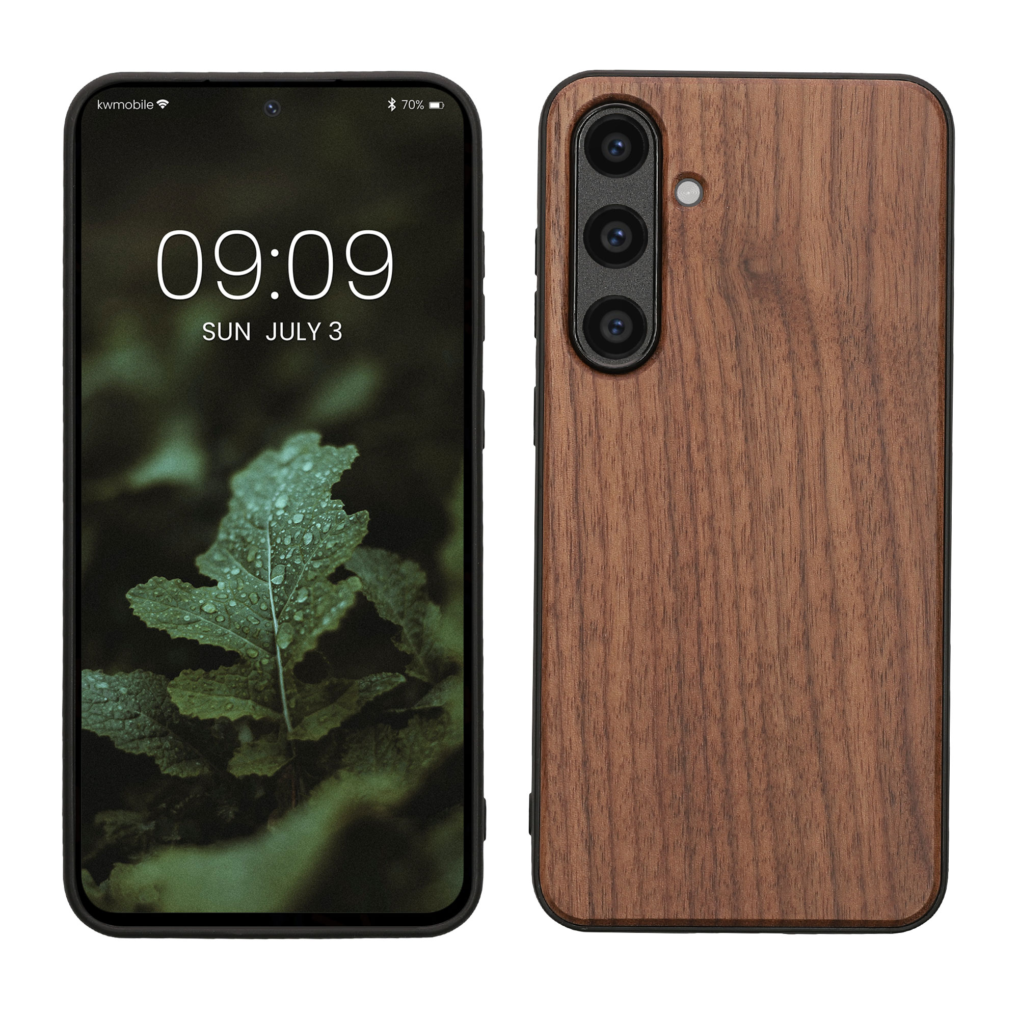 Dřevěný kryt Samsung Galaxy S24 FE kwmobile tmavě hnědá