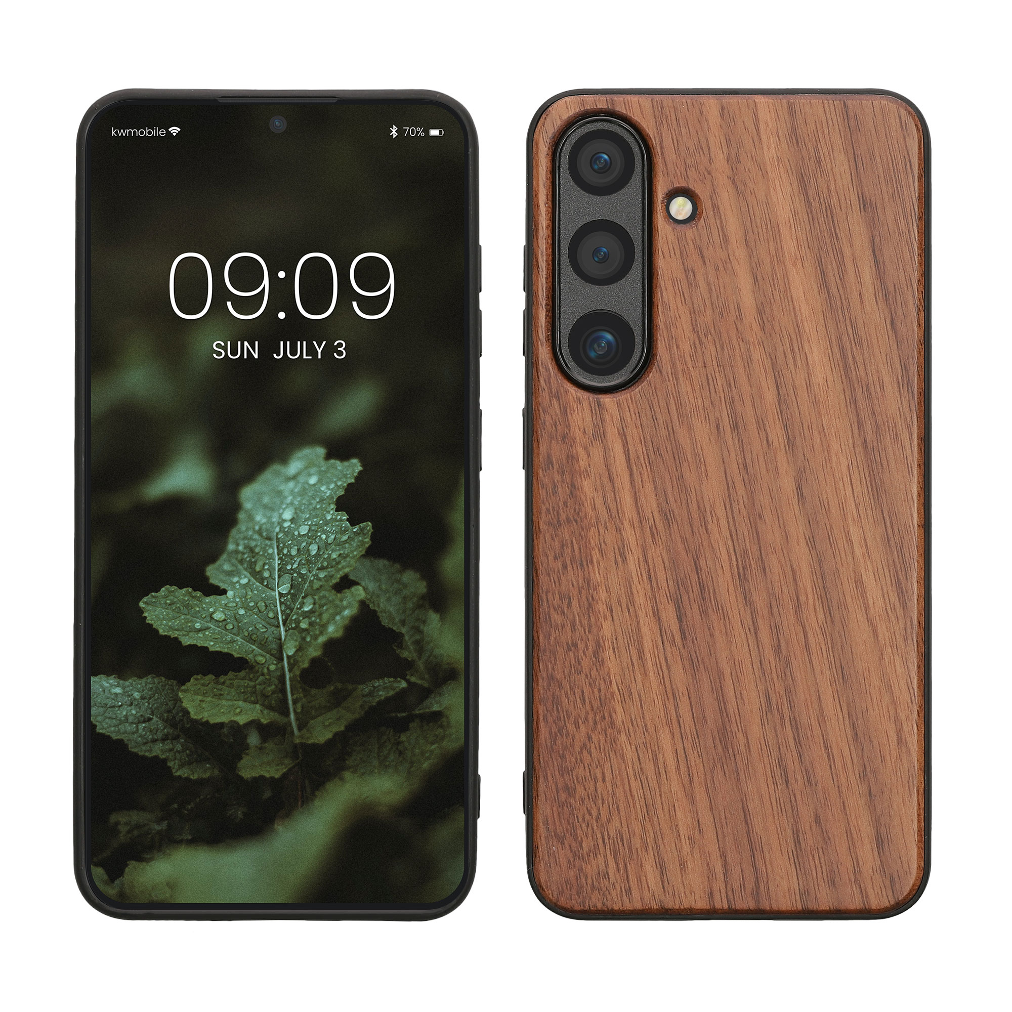 Dřevěný kryt Samsung Galaxy S25 kwmobile tmavě hnědá