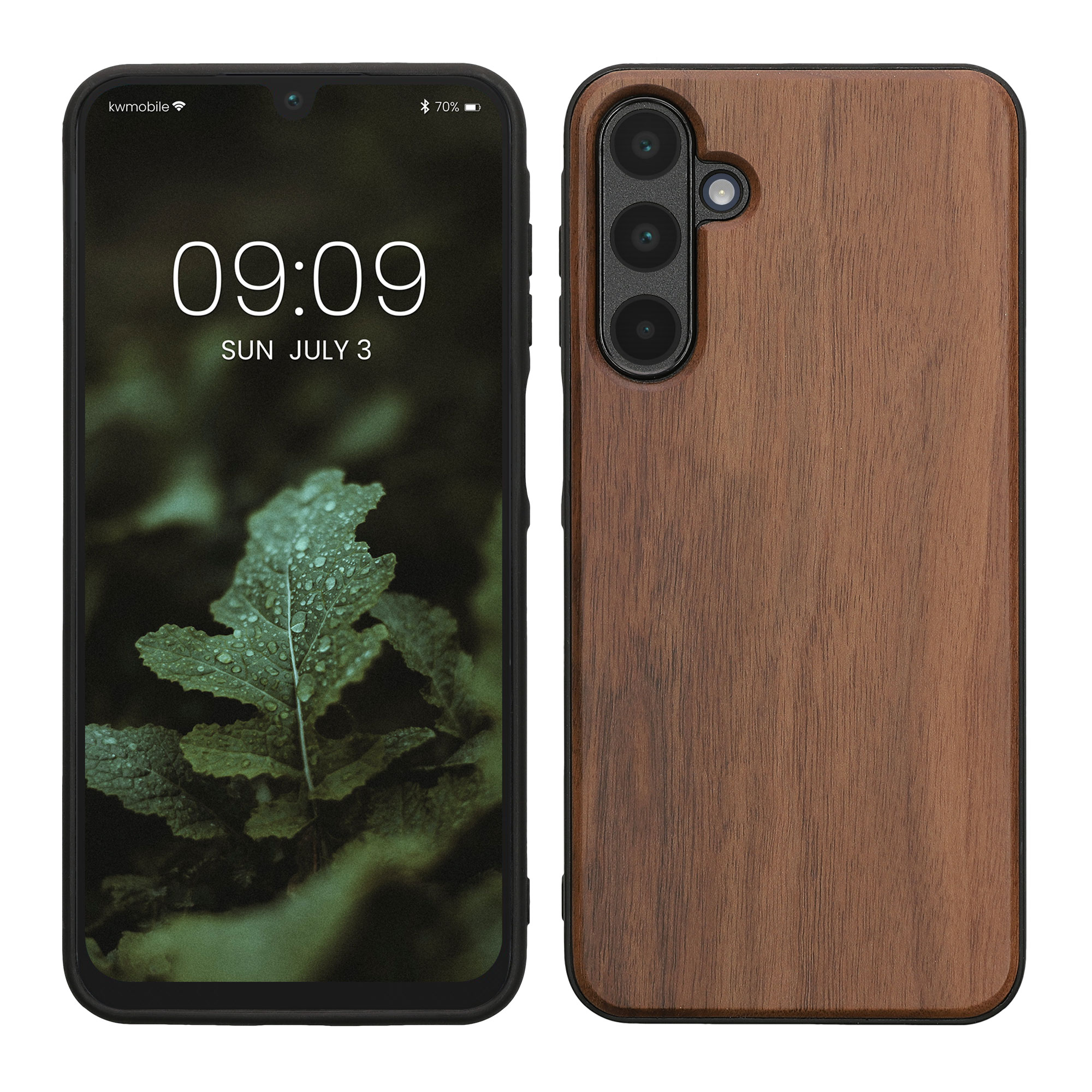 Dřevěný kryt na mobil Samsung Galaxy A16 5G kwmobile TPU rámeček Tmavě hnědá