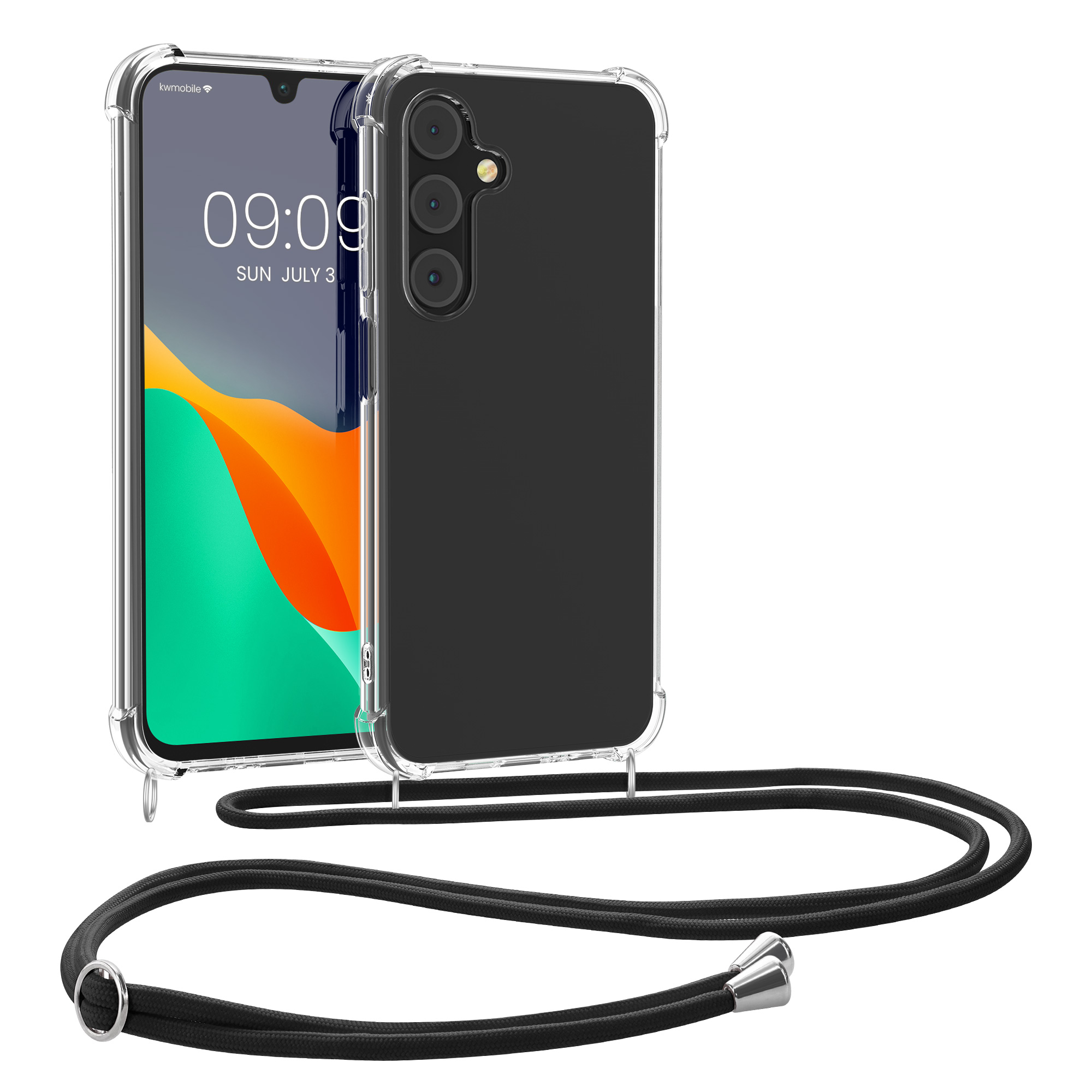 Crossbody kryt na mobil Samsung Galaxy A16 5G kwmobile se šňůrkou Transparentní