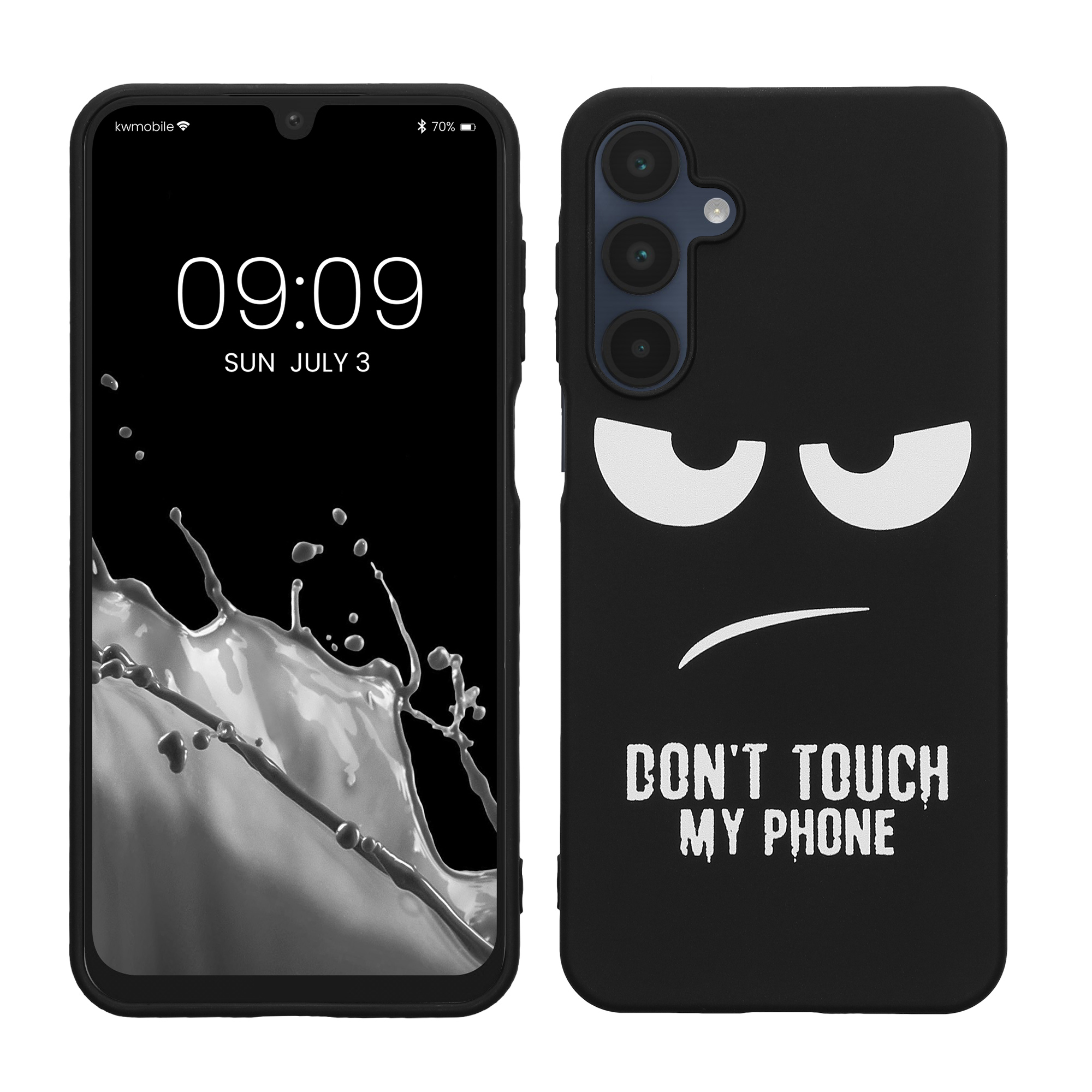 Kryt na mobil Samsung Galaxy A16 5G kwmobile Motiv Don't Touch My Phone bílo-černý