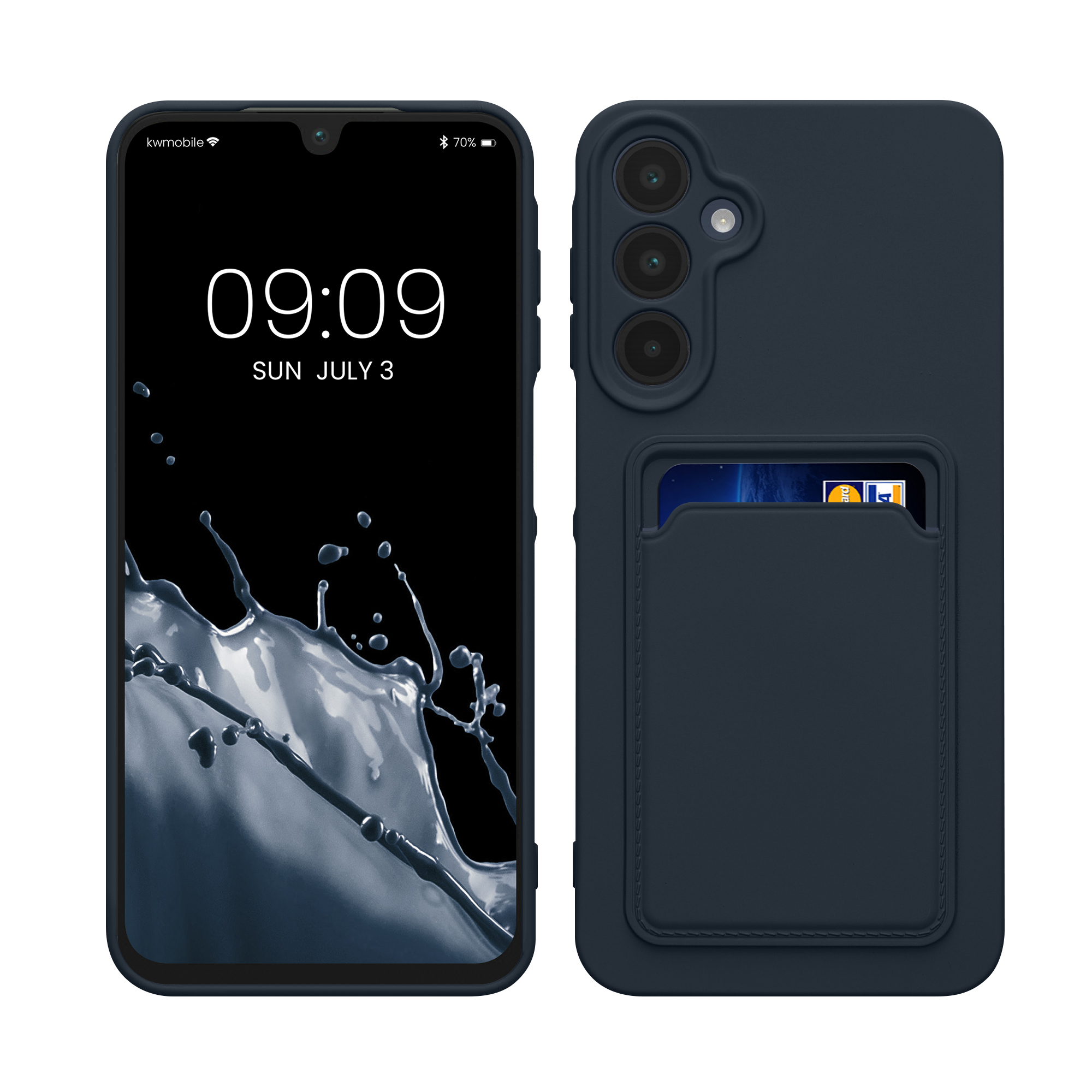Kryt na mobil Samsung Galaxy A16 5G kwmobile TPU s přihrádkou na kartu Tmavě modrá