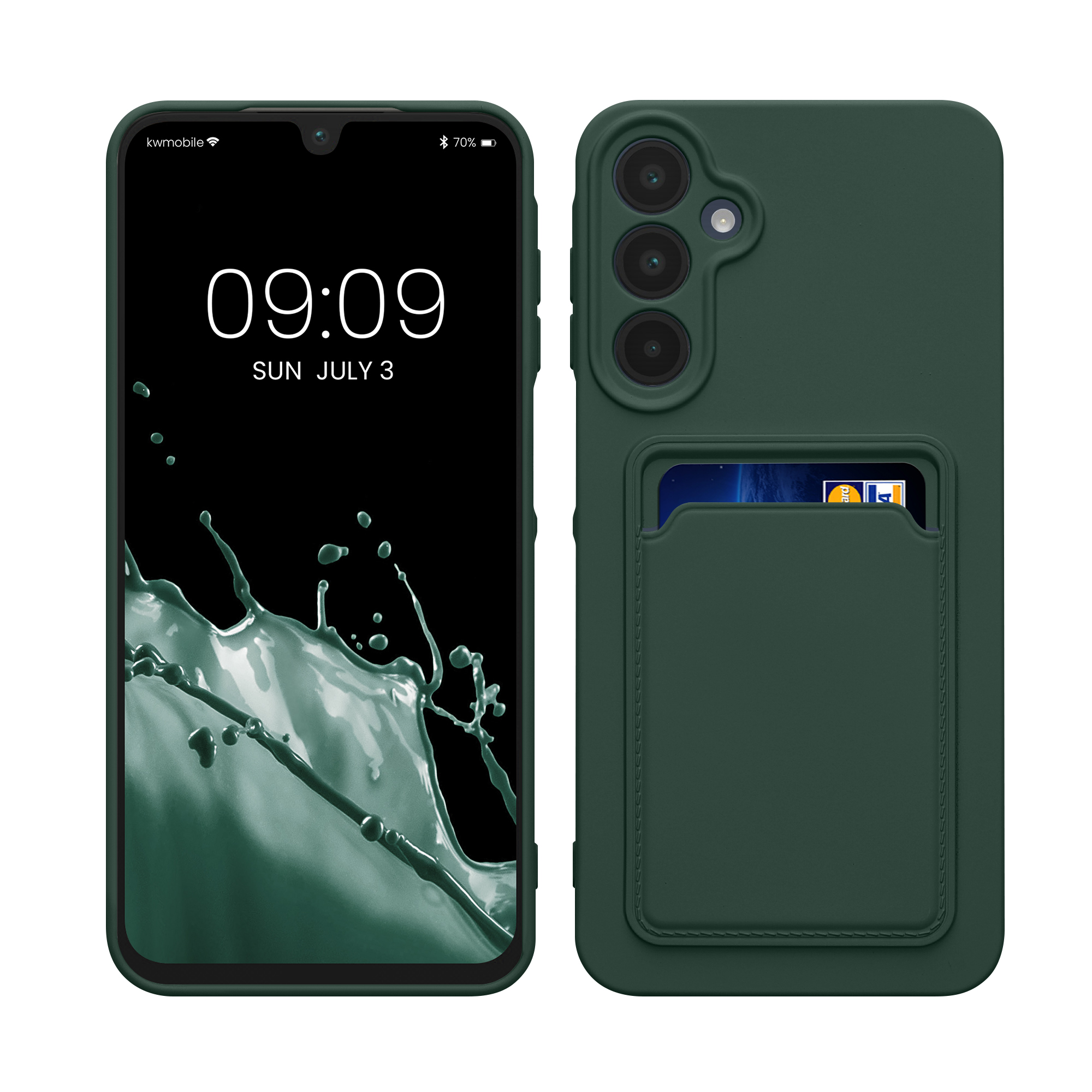 Pouzdro pro Samsung Galaxy A16 5G s přihrádkou na kartu kwmobile kapsa na kartu TPU - tmavě zelená
