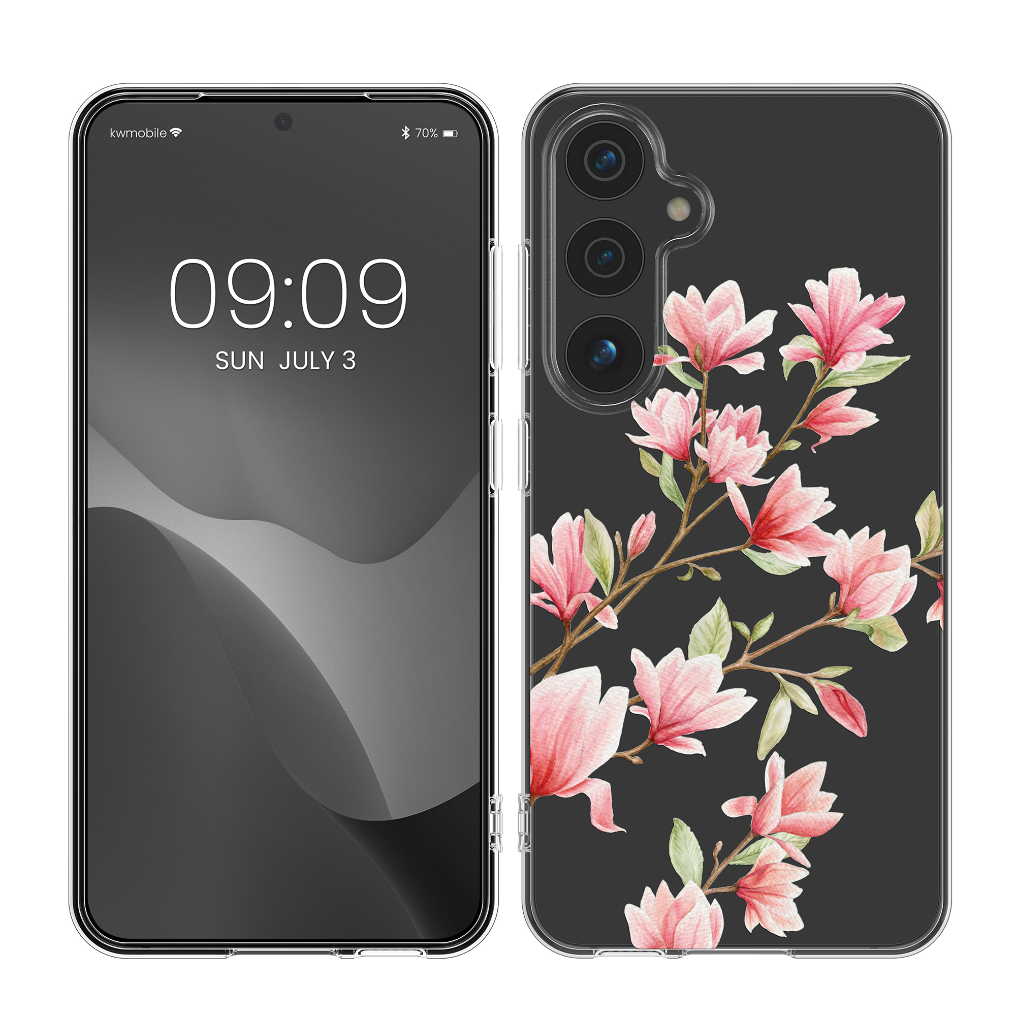 Lesklý kryt Samsung Galaxy S25 kwmobile magnolie růžová / bílá / transparentní