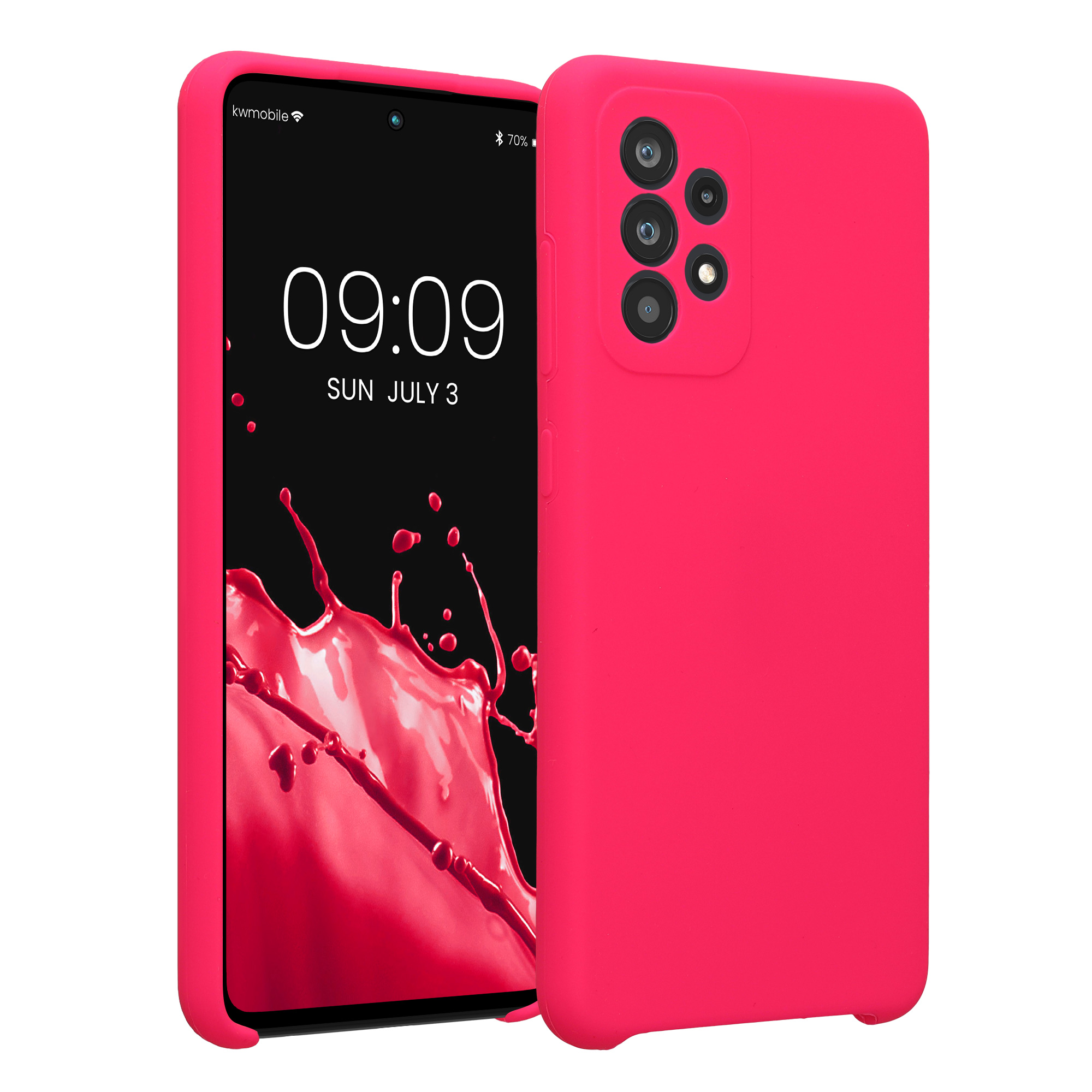Pouzdro pro Samsung Galaxy A52 / A52 5G / A52s 5G kwmobile tenké Soft Touch silikonové - neonově růžová
