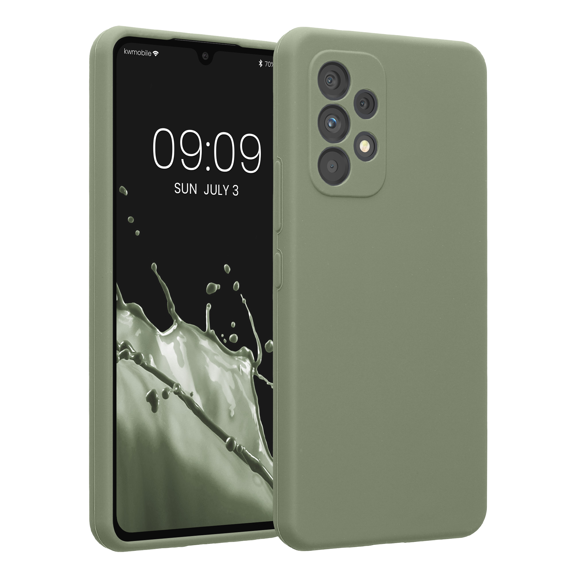 Pouzdro pro Samsung Galaxy A53 5G kwmobile tenké Soft Touch silikonové - šedozelená