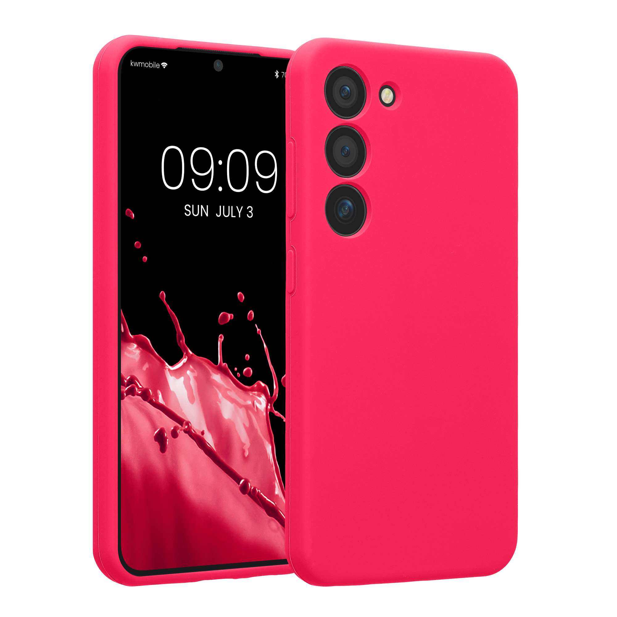 Pouzdro pro Samsung Galaxy S23 kwmobile tenké Soft Touch silikonové - neonově růžová