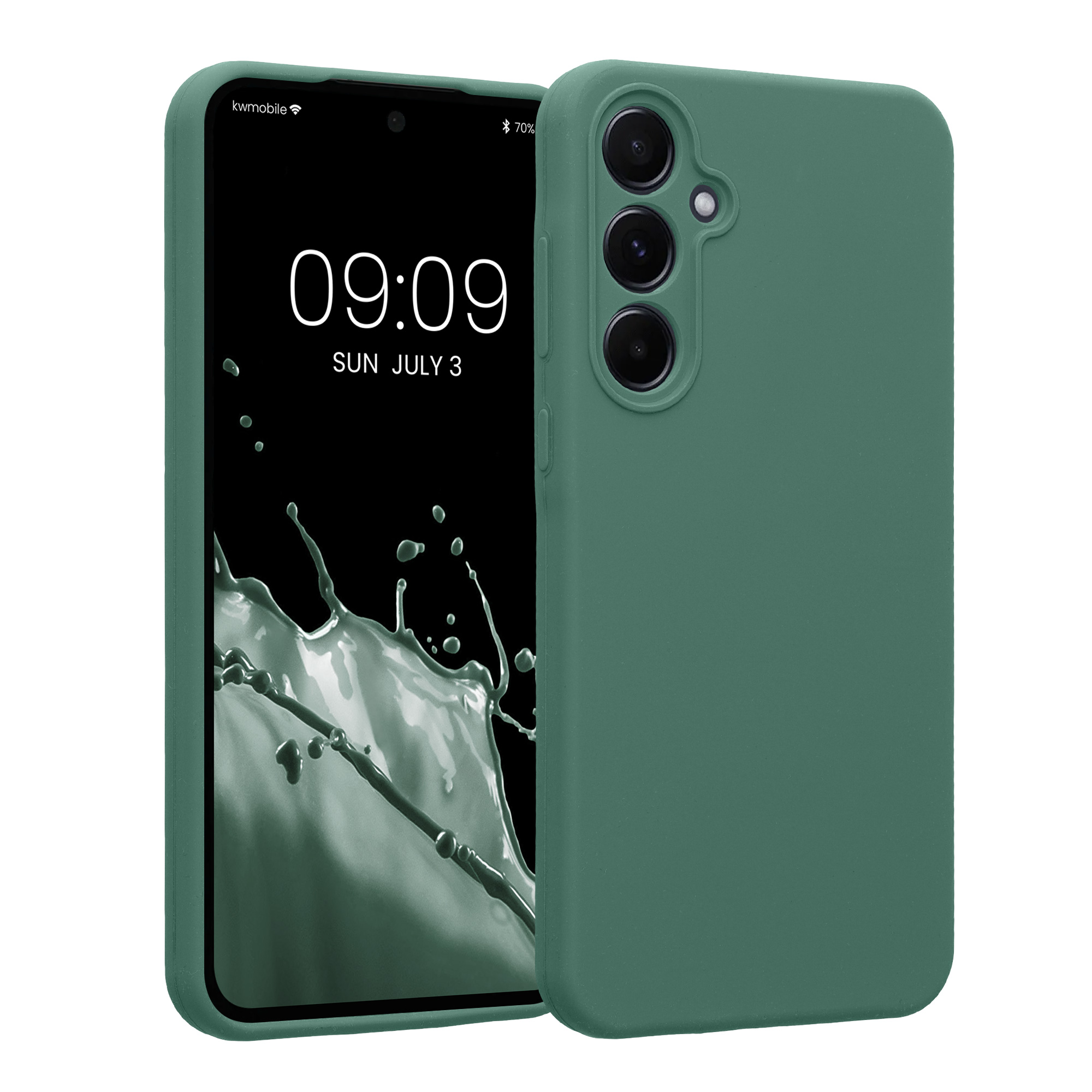 Kryt na mobil Samsung Galaxy A55 5G kwmobile slim matný TPU Lesní zelená