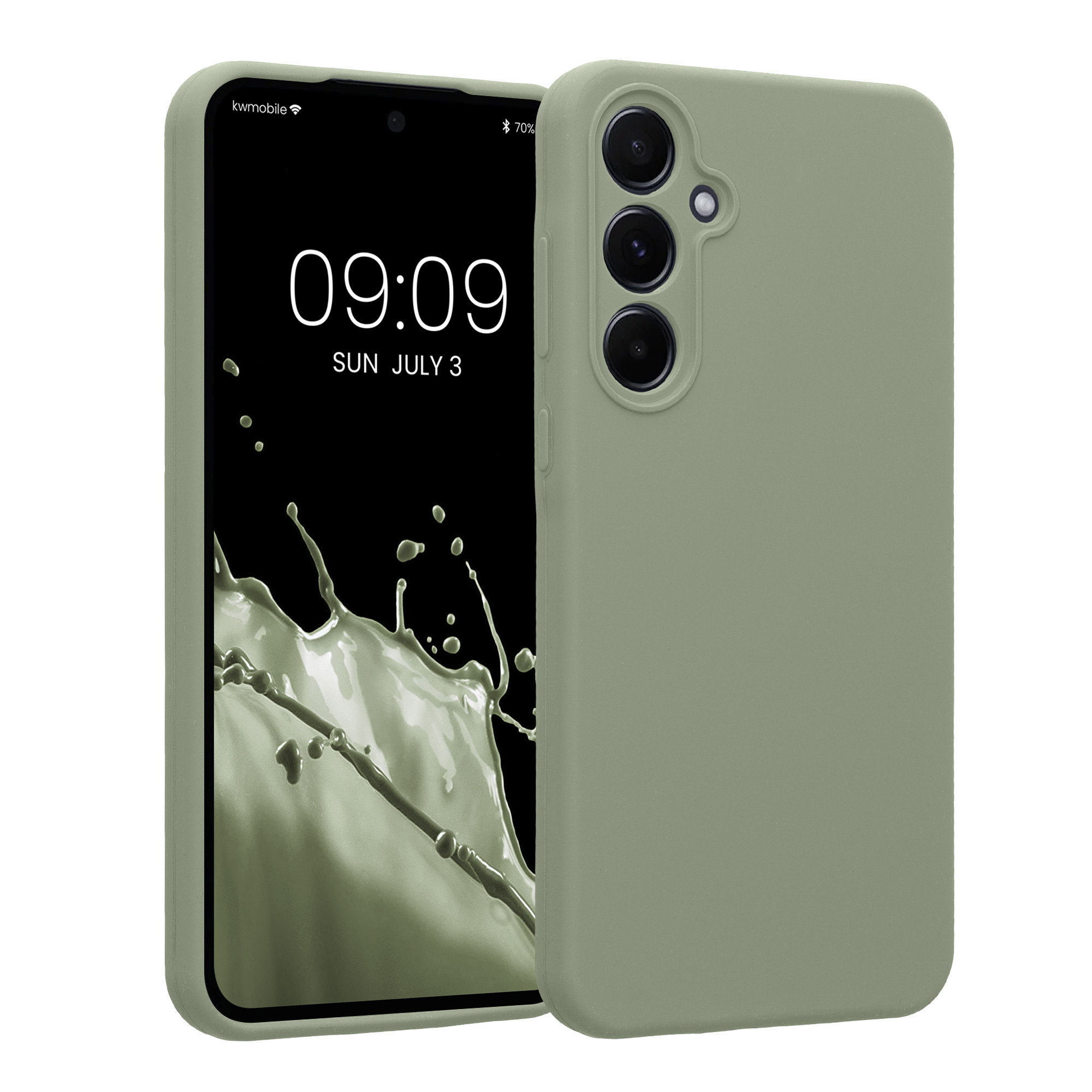 Kryt na mobil Samsung Galaxy A55 5G kwmobile slim matný TPU Šedo-zelená