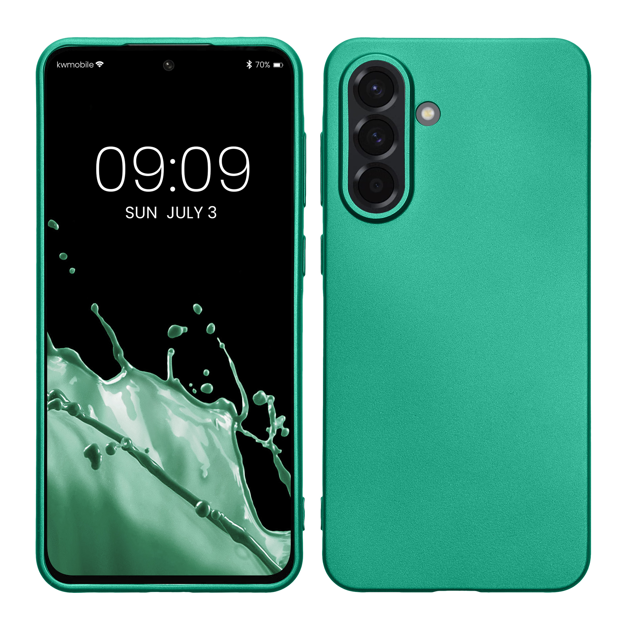 Kryt na mobil Samsung Galaxy A56 5G kwmobile TPU metalický Tmavě metalická zelená
