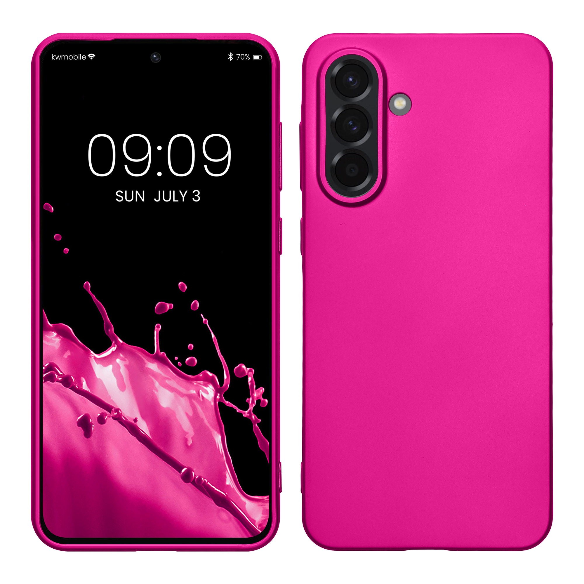 Kryt na mobil Samsung Galaxy A56 5G kwmobile TPU metalický Metalická růžová