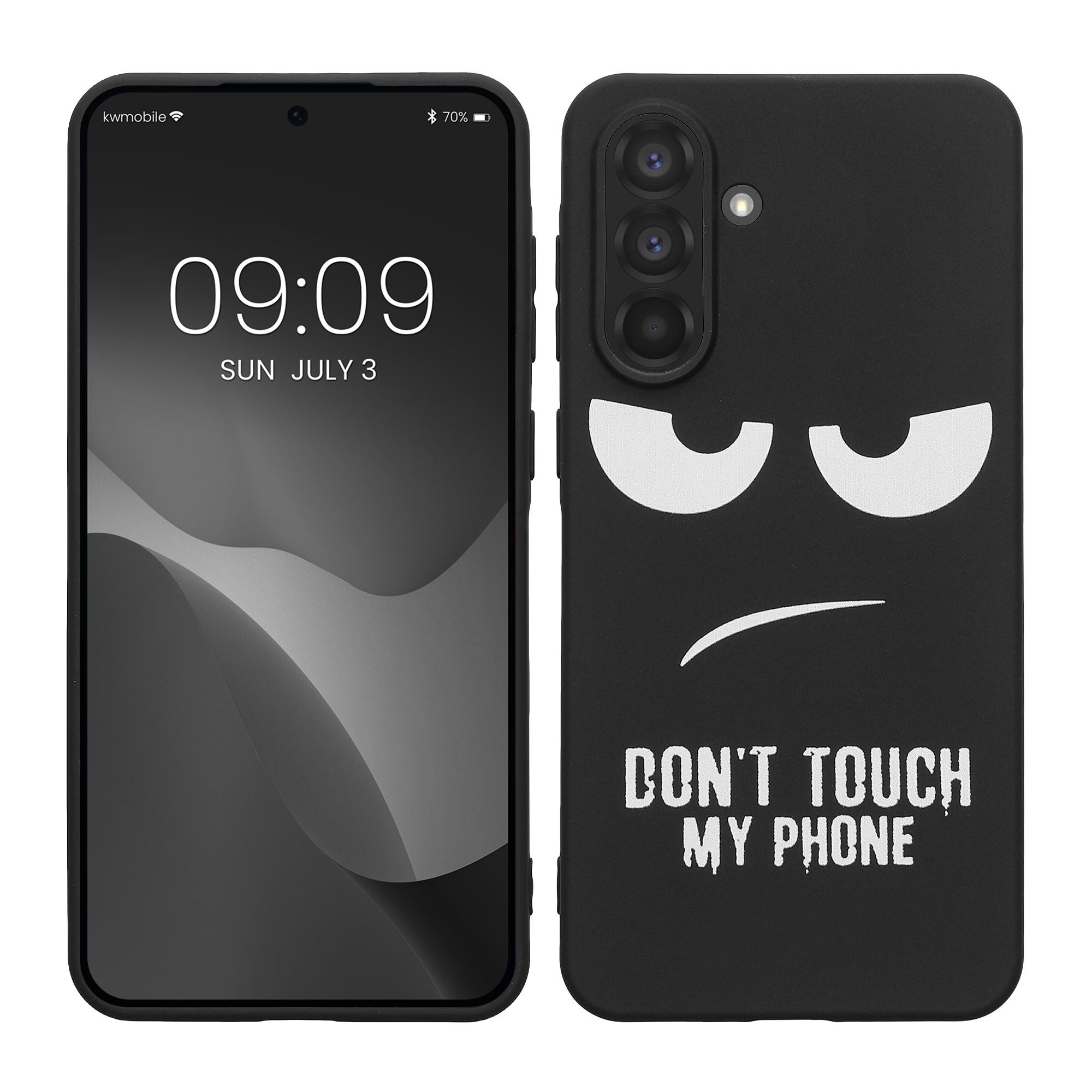 Kryt na mobil Samsung Galaxy A56 5G kwmobile motiv Don't Touch My Phone Don't Touch My Phone - bílá / černá
