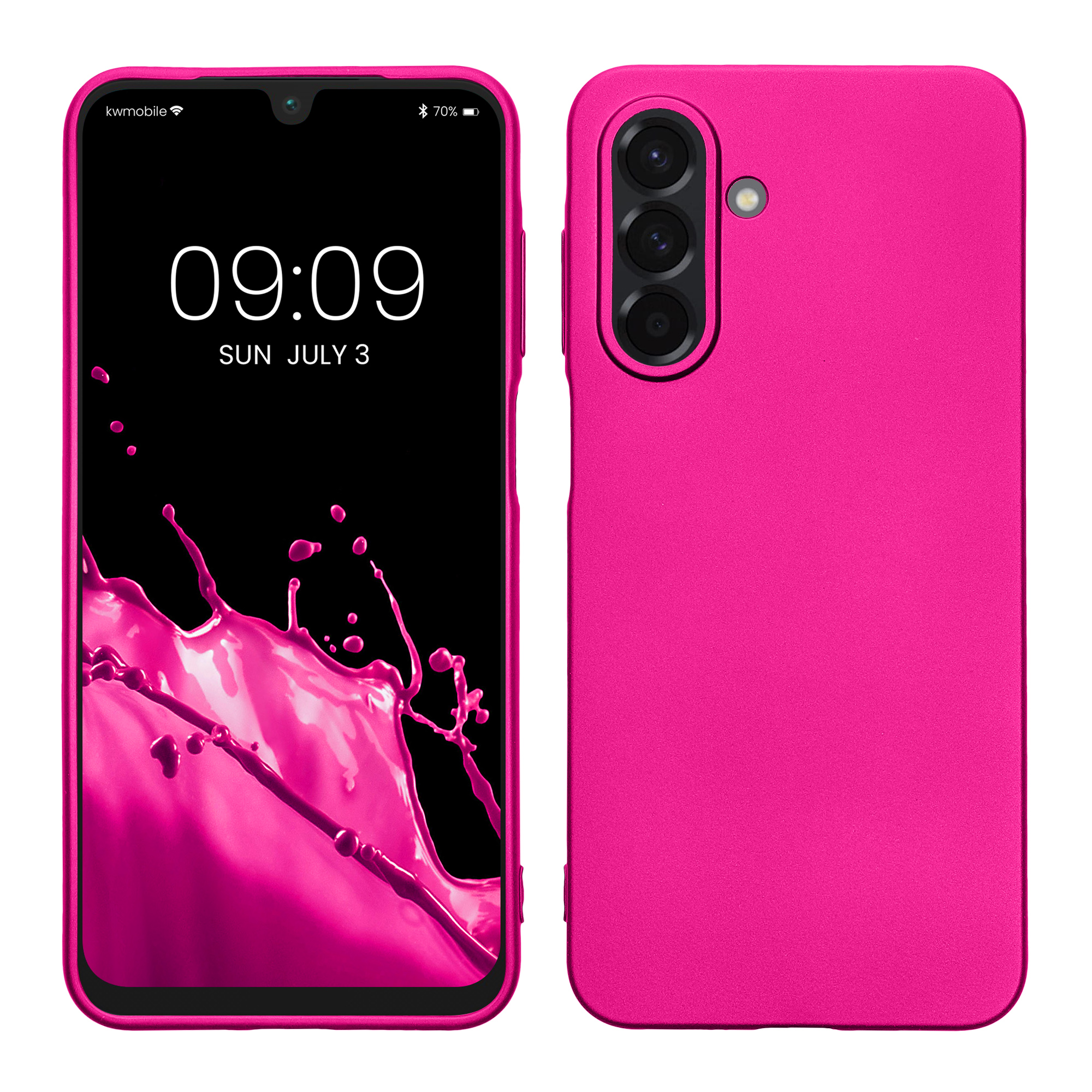 Kryt na mobil Samsung Galaxy A26 5G kwmobile TPU metalický Metalická růžová