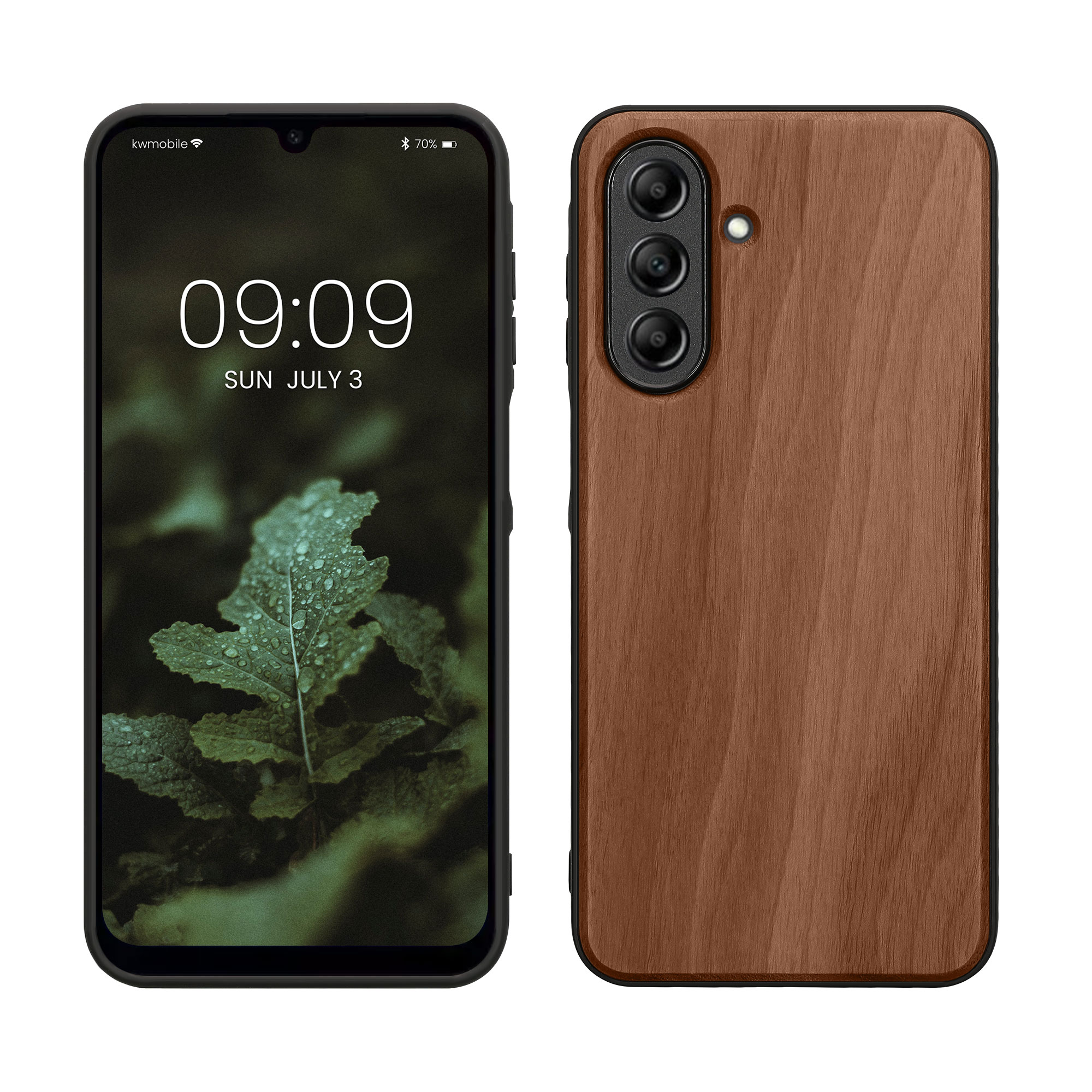 Dřevěný kryt na mobil Samsung Galaxy A26 5G kwmobile TPU rámeček Tmavě hnědá