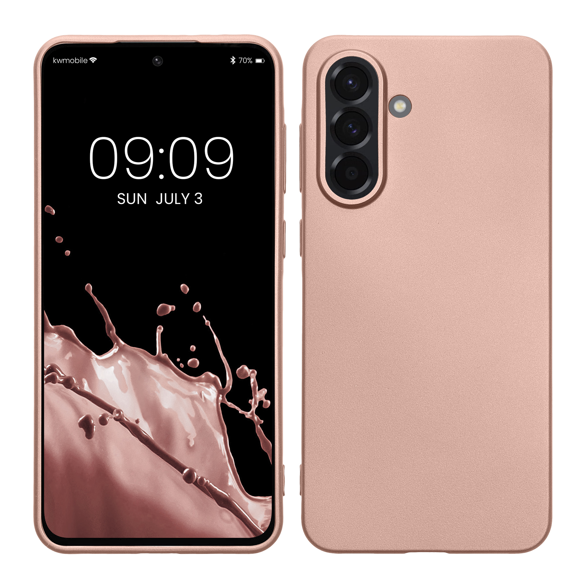 Kryt na mobil Samsung Galaxy A36 5G kwmobile TPU metalický Metalická růžová zlatá