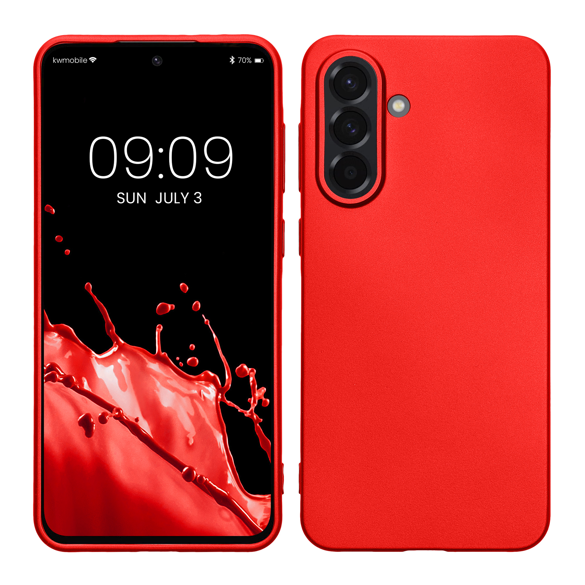 Metalický kryt na mobil Samsung Galaxy A36 5G kwmobile metalicky tmavě červený