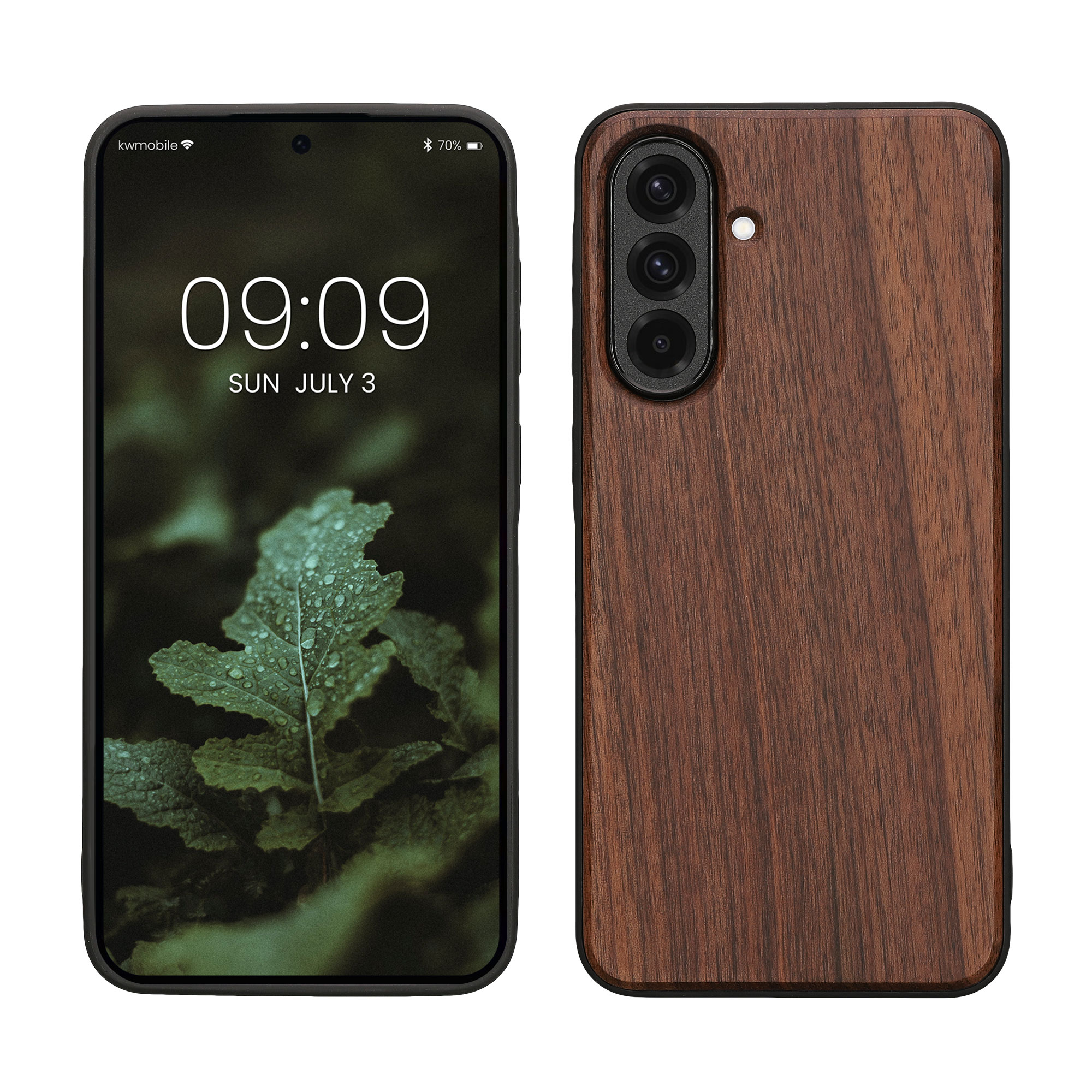 Dřevěný kryt na mobil Samsung Galaxy A36 5G kwmobile tmavě hnědý
