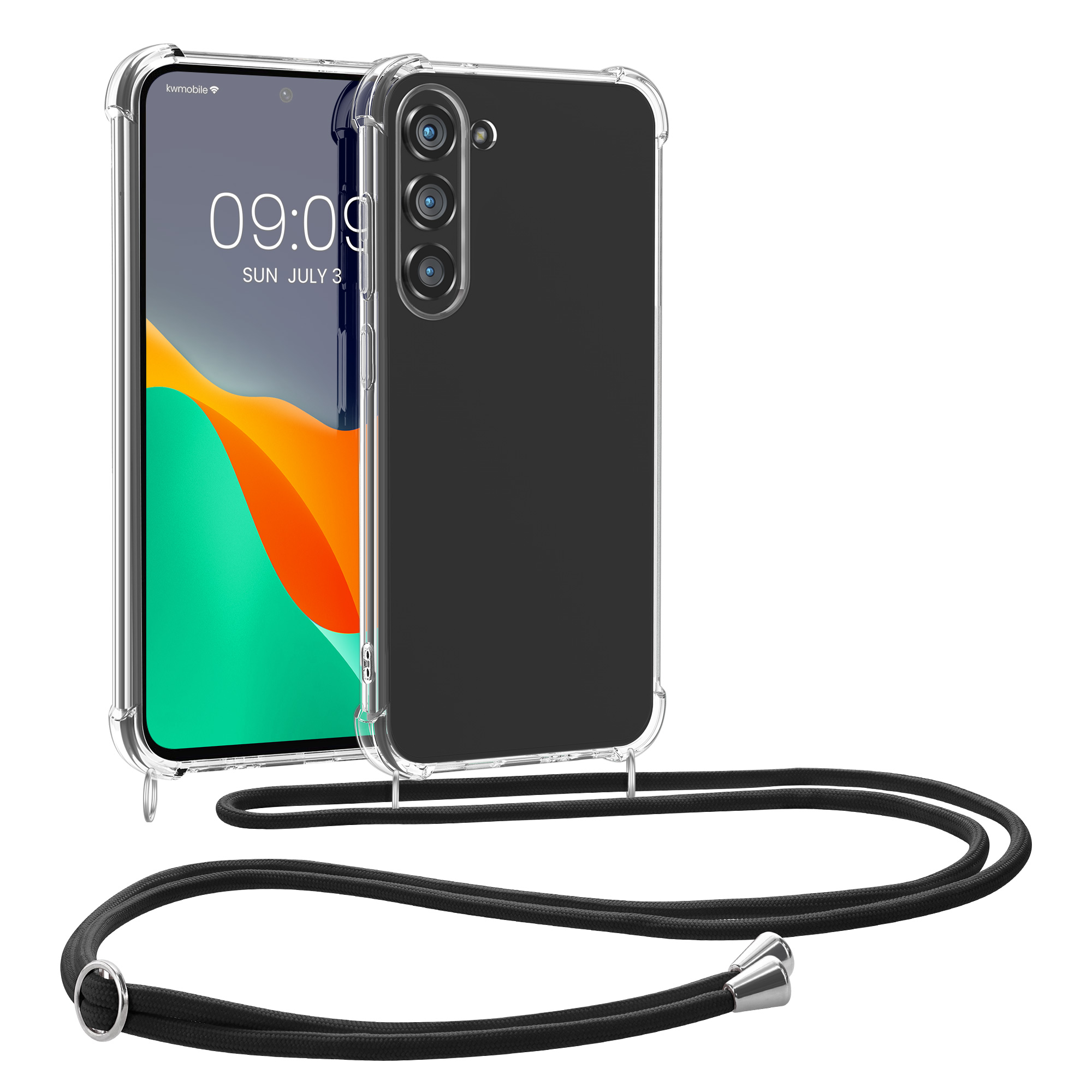 Crossbody kryt na mobil Samsung Galaxy A36 5G kwmobile se šňůrkou Transparentní